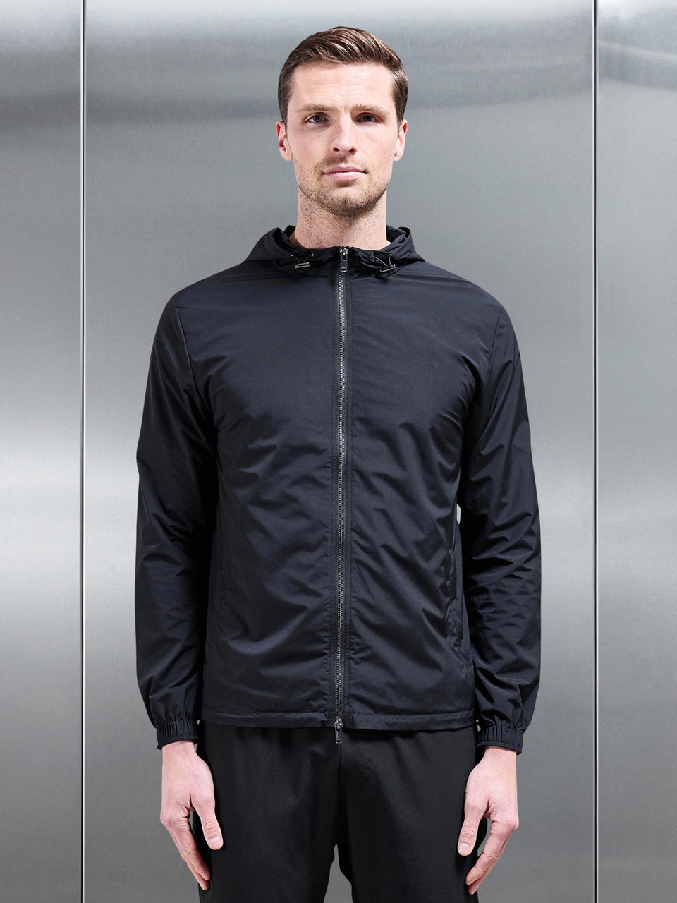 Utility Shell Windbreaker in Black
