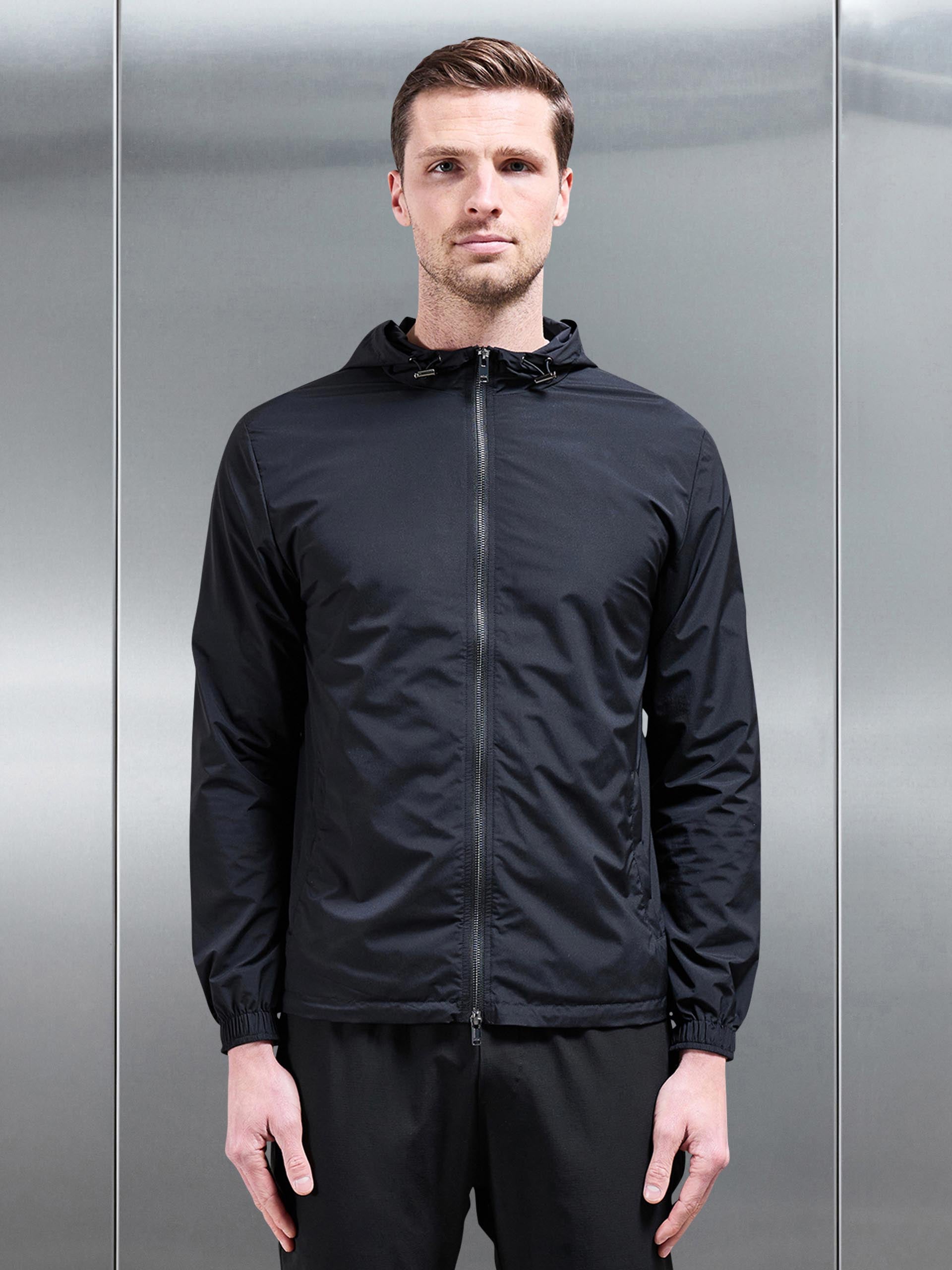 Smart Utility Shell Windbreaker in Black