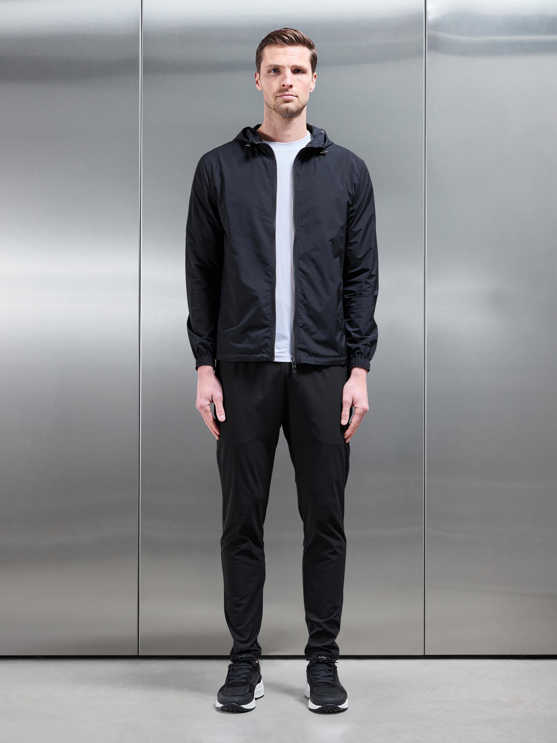 Smart Utility Shell Windbreaker in Black