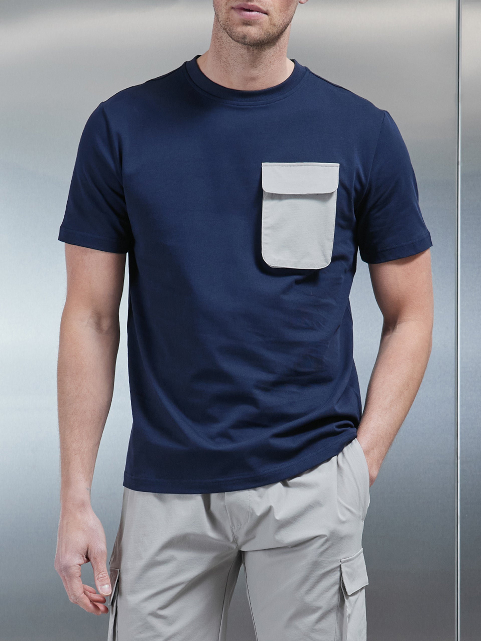 Utility Cargo T-shirt in Navy Stone