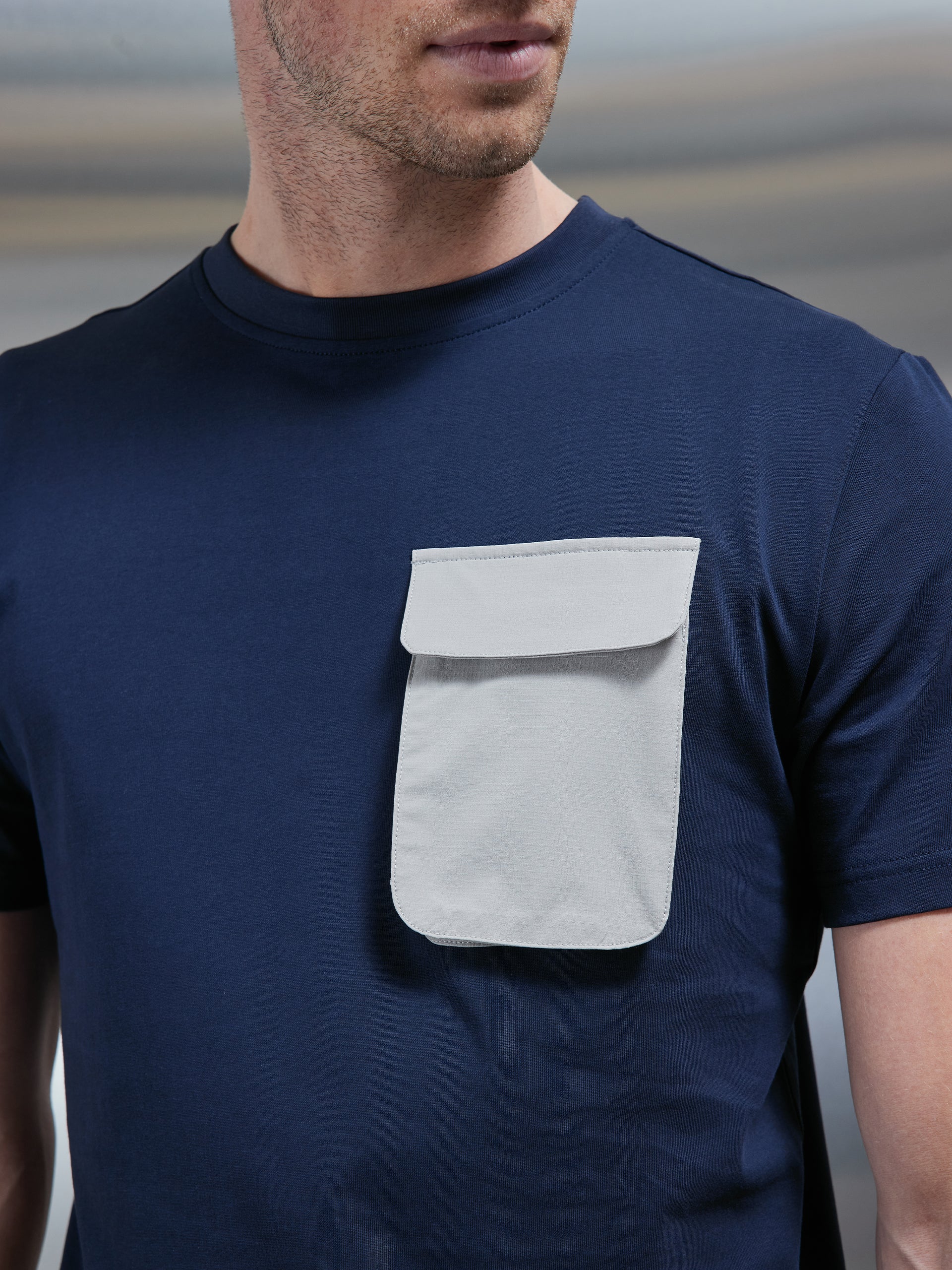 Utility Cargo T-shirt in Navy Stone