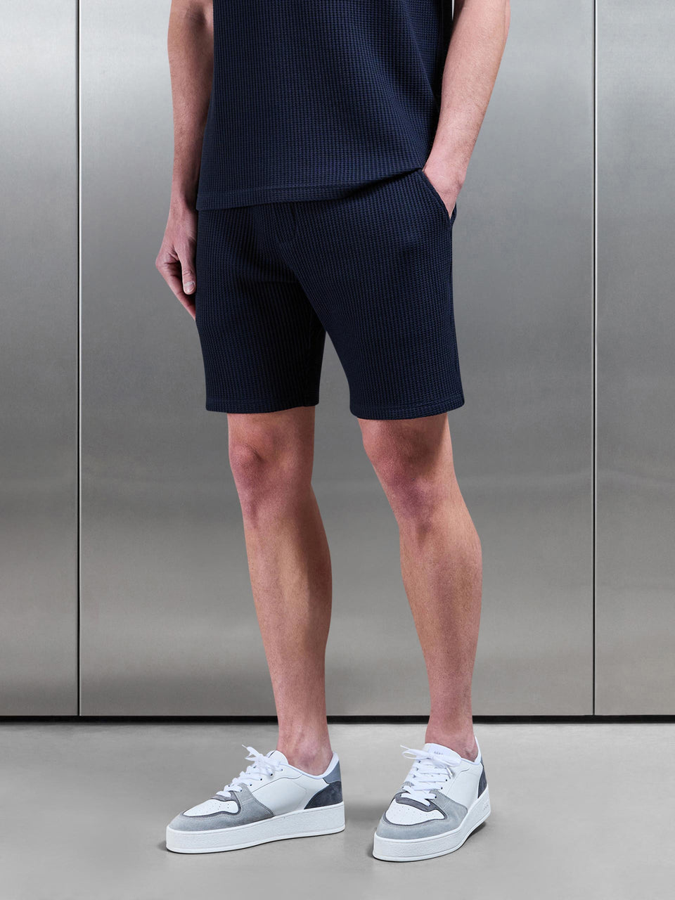 Waffle Relaxed Short in Navy