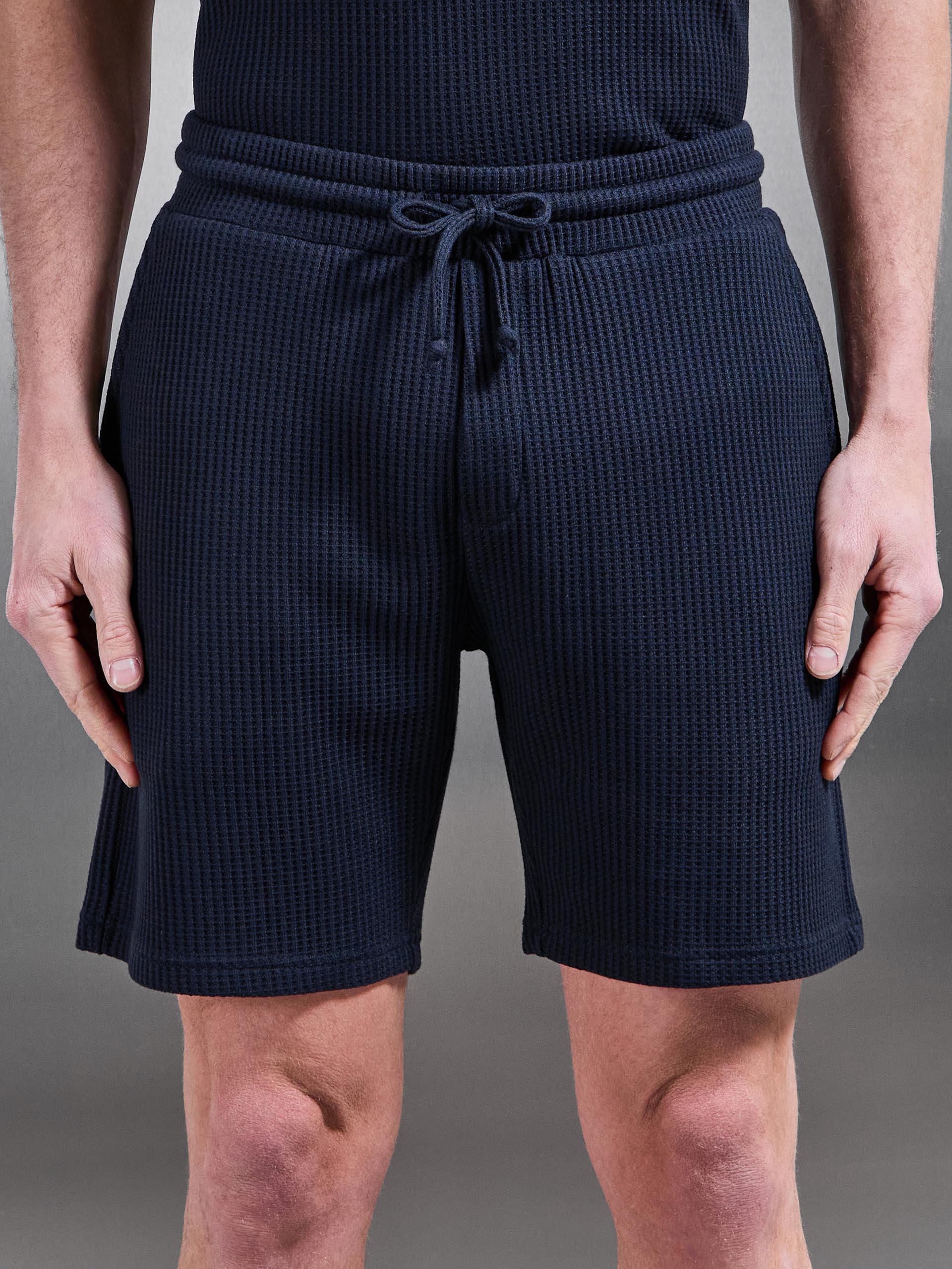 Waffle Relaxed Short in Navy