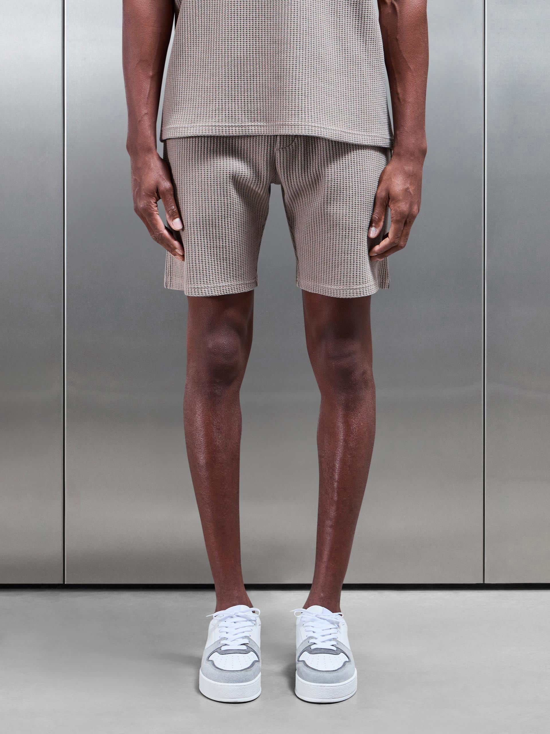 Waffle Relaxed Short in Taupe