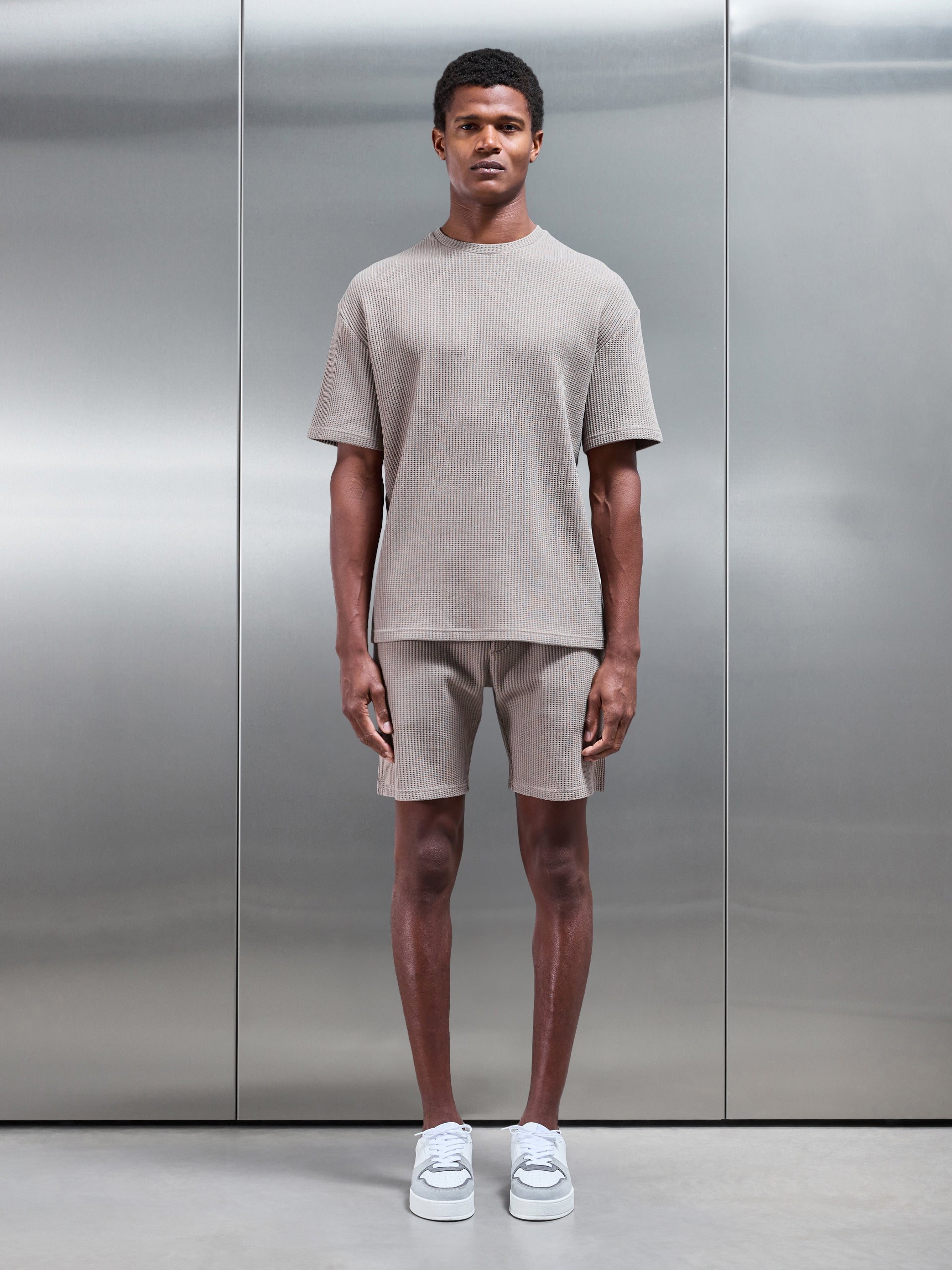 Waffle Relaxed T-Shirt in Taupe