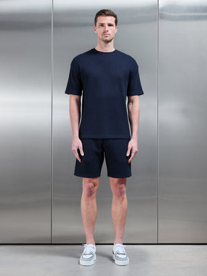 Waffle Relaxed T-Shirt in Navy