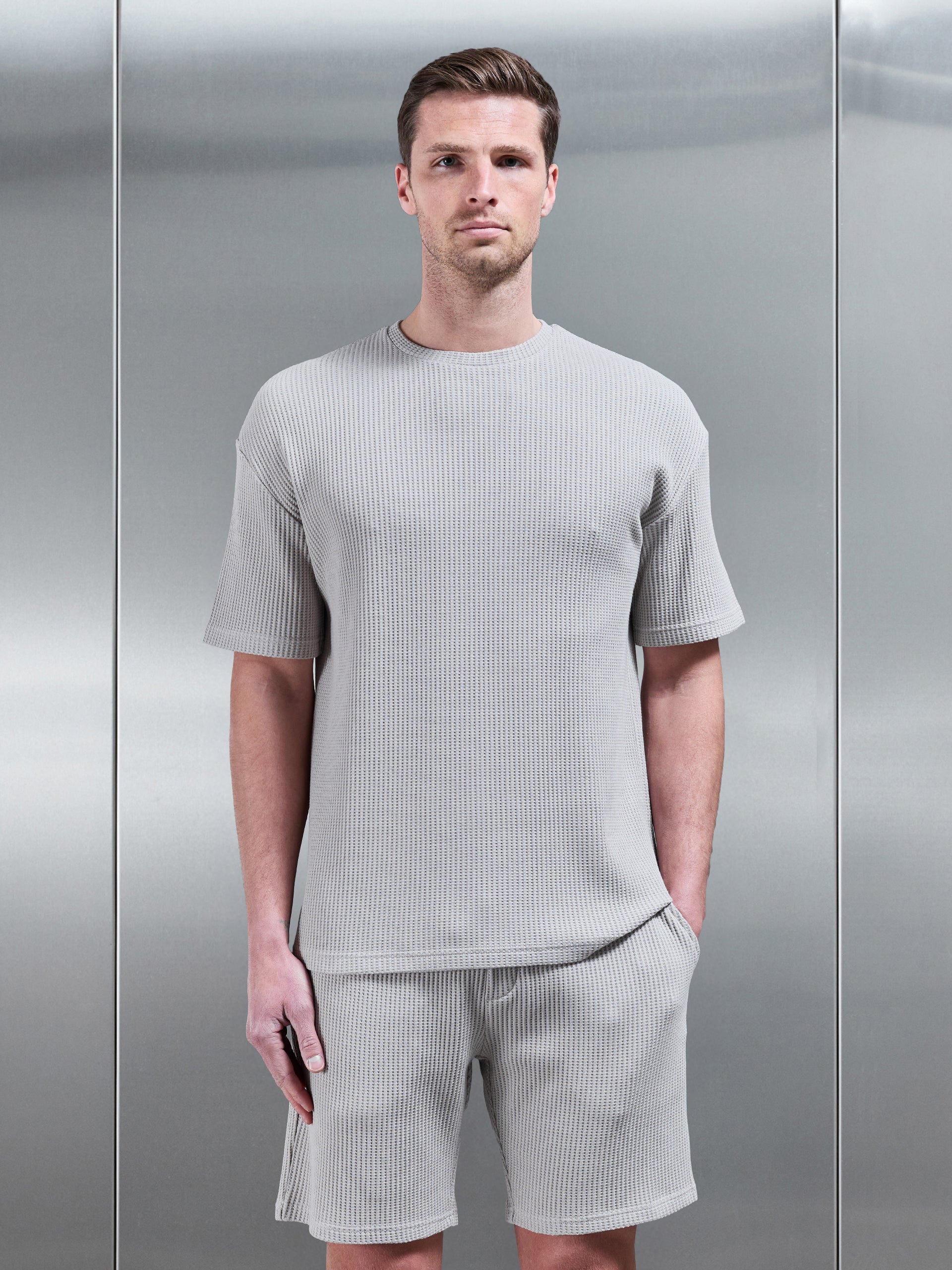 Waffle Relaxed T-Shirt in Stone