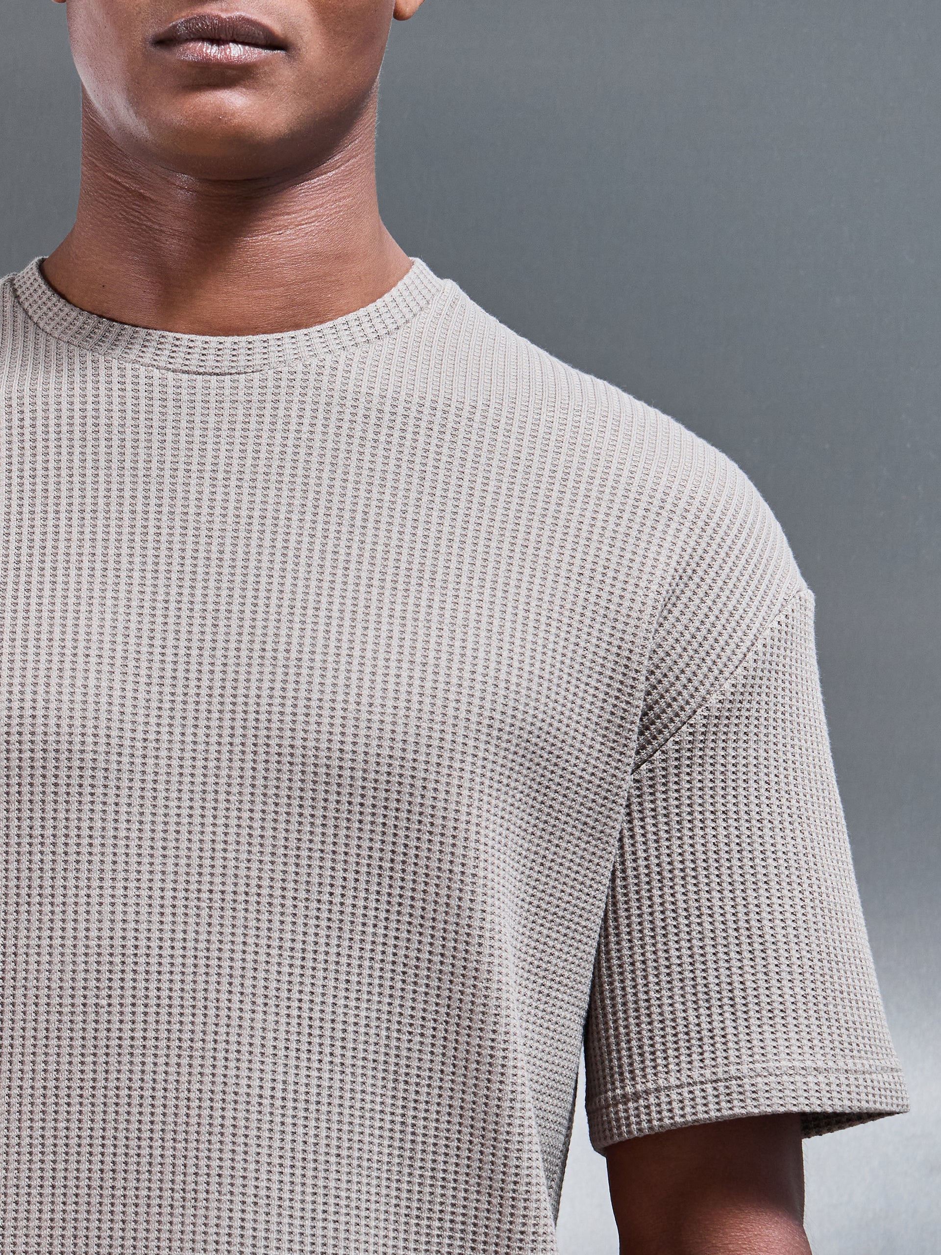 Waffle Relaxed T-Shirt in Taupe