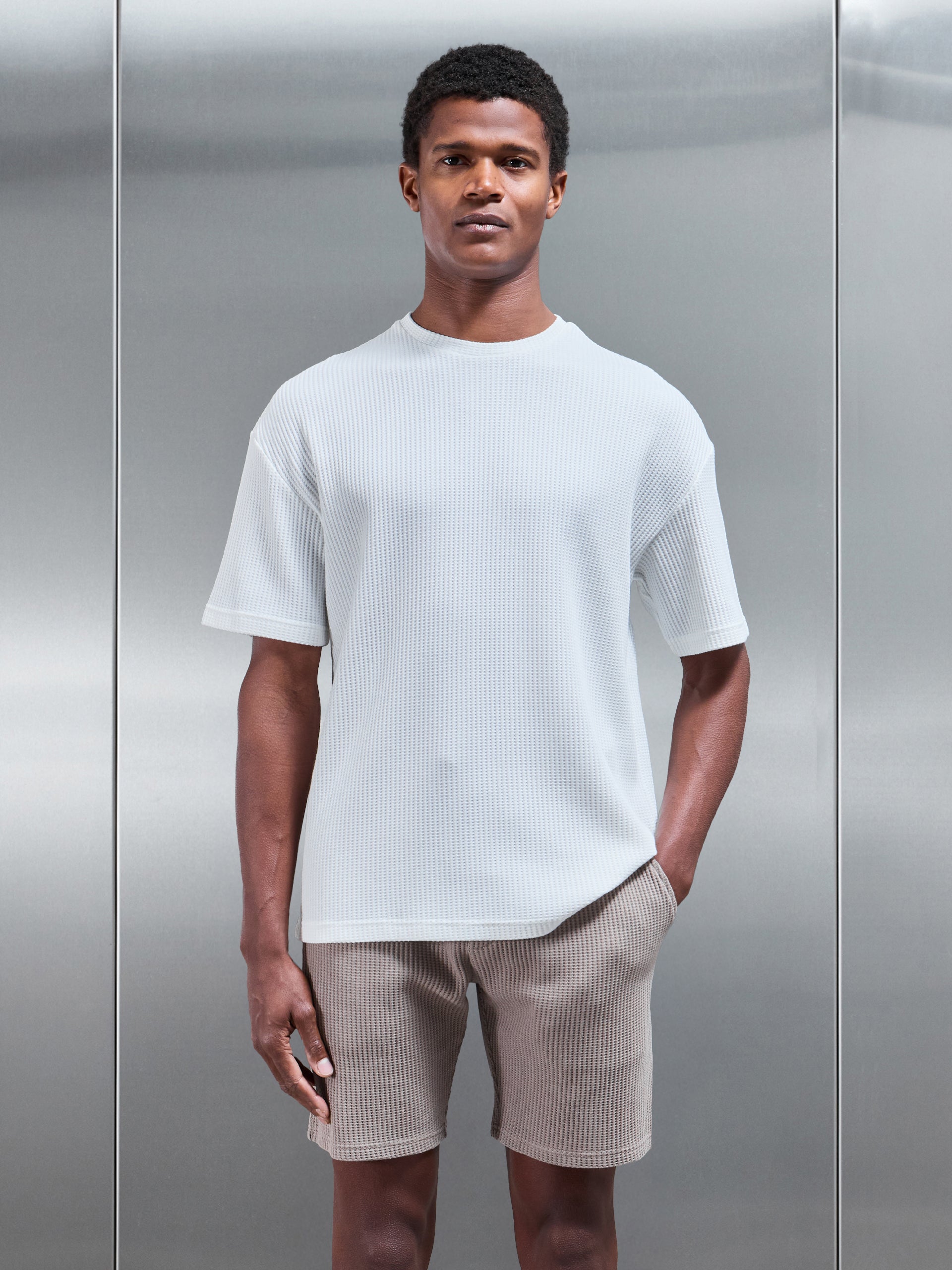 Waffle Relaxed T-Shirt in White