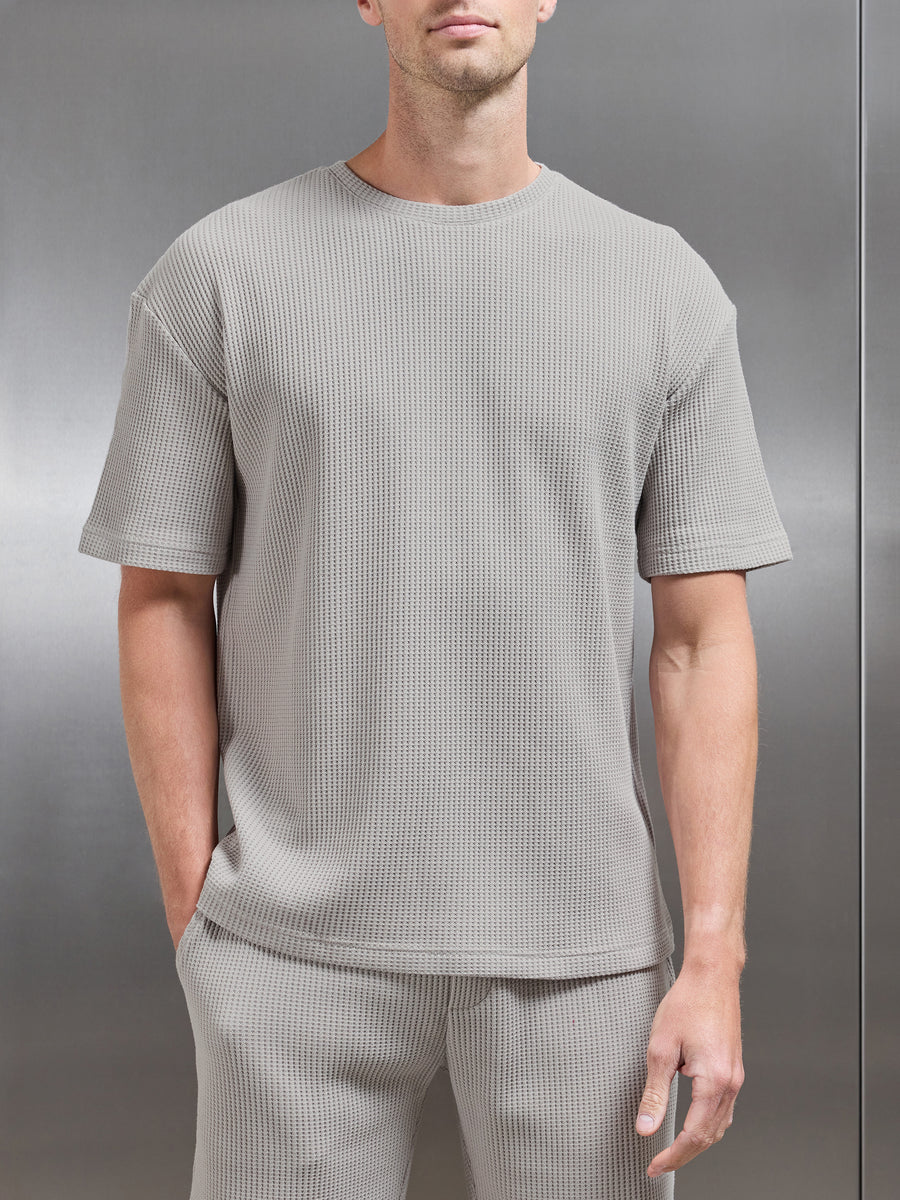 Waffle Relaxed T-Shirt in Stone