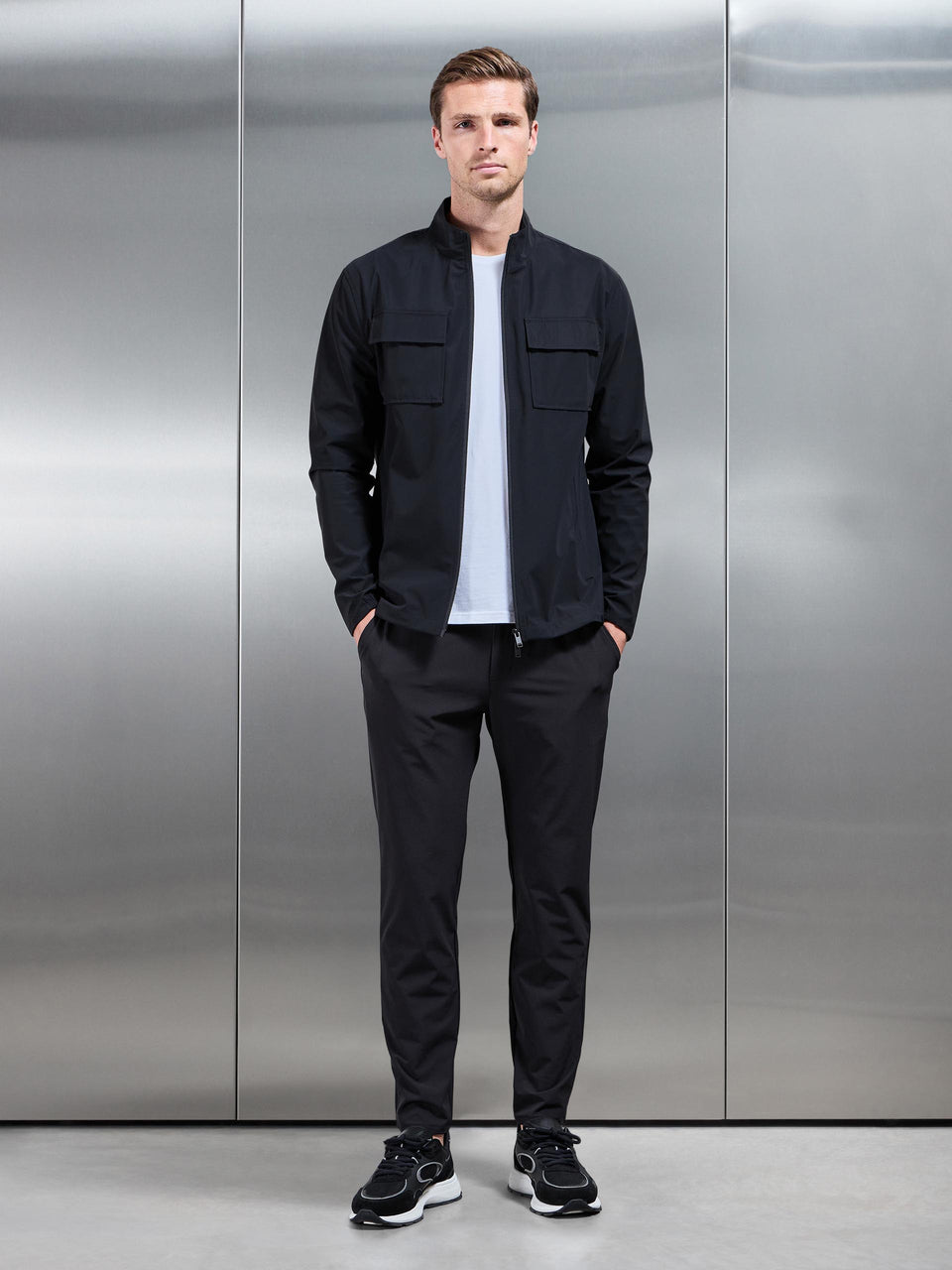 Water Repellent Cargo Jacket in Black