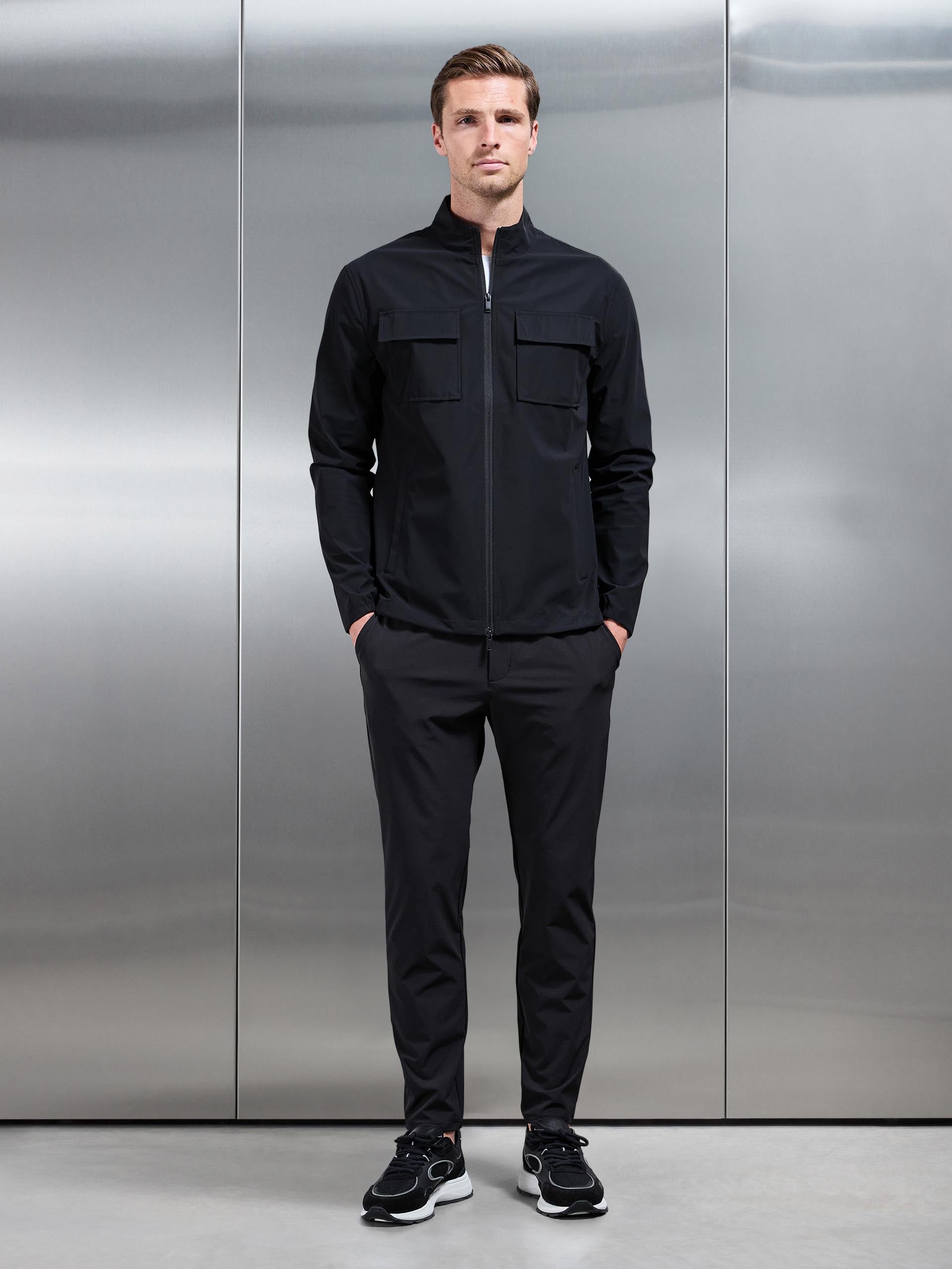 Water Repellent Cargo Jacket in Black