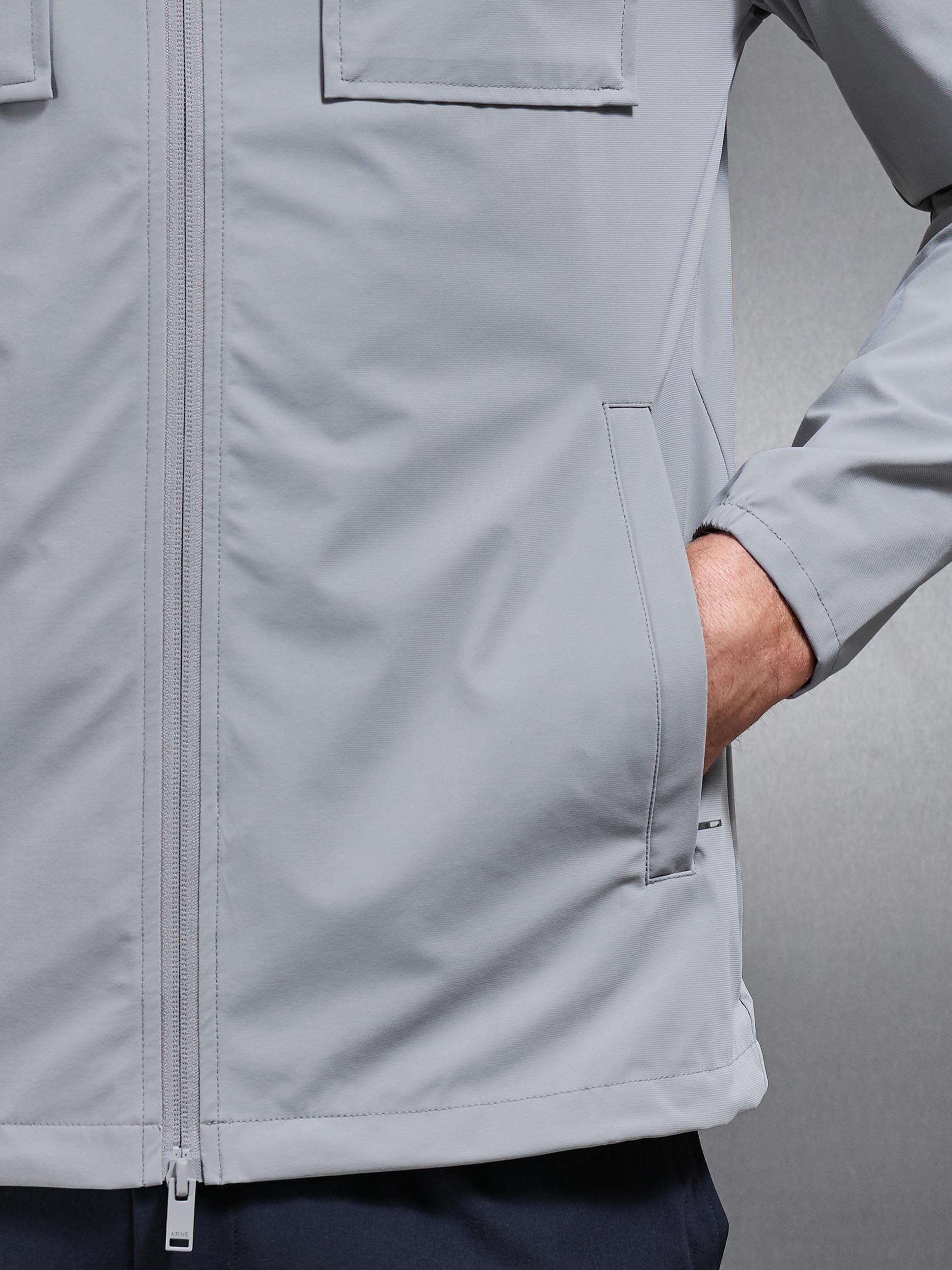Water Repellent Cargo Jacket in Mid Grey