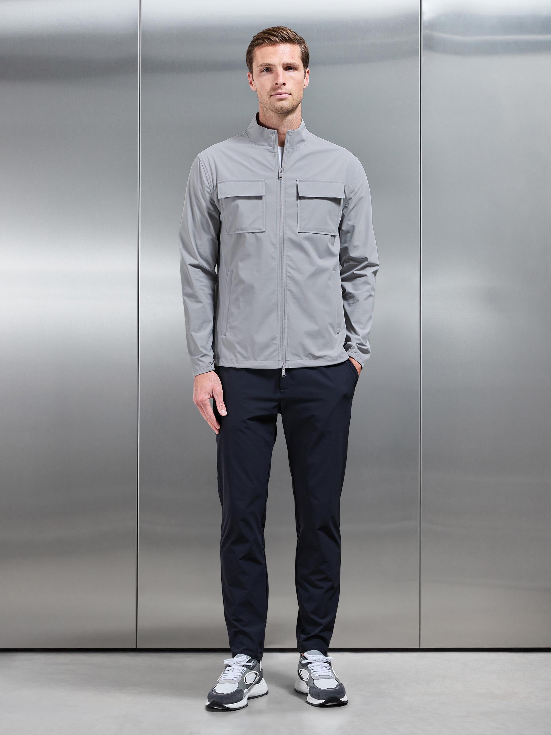 Water Repellent Cargo Jacket in Mid Grey