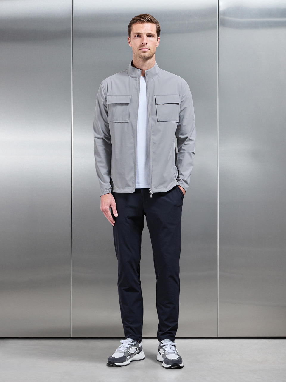 Water Repellent Cargo Jacket in Mid Grey