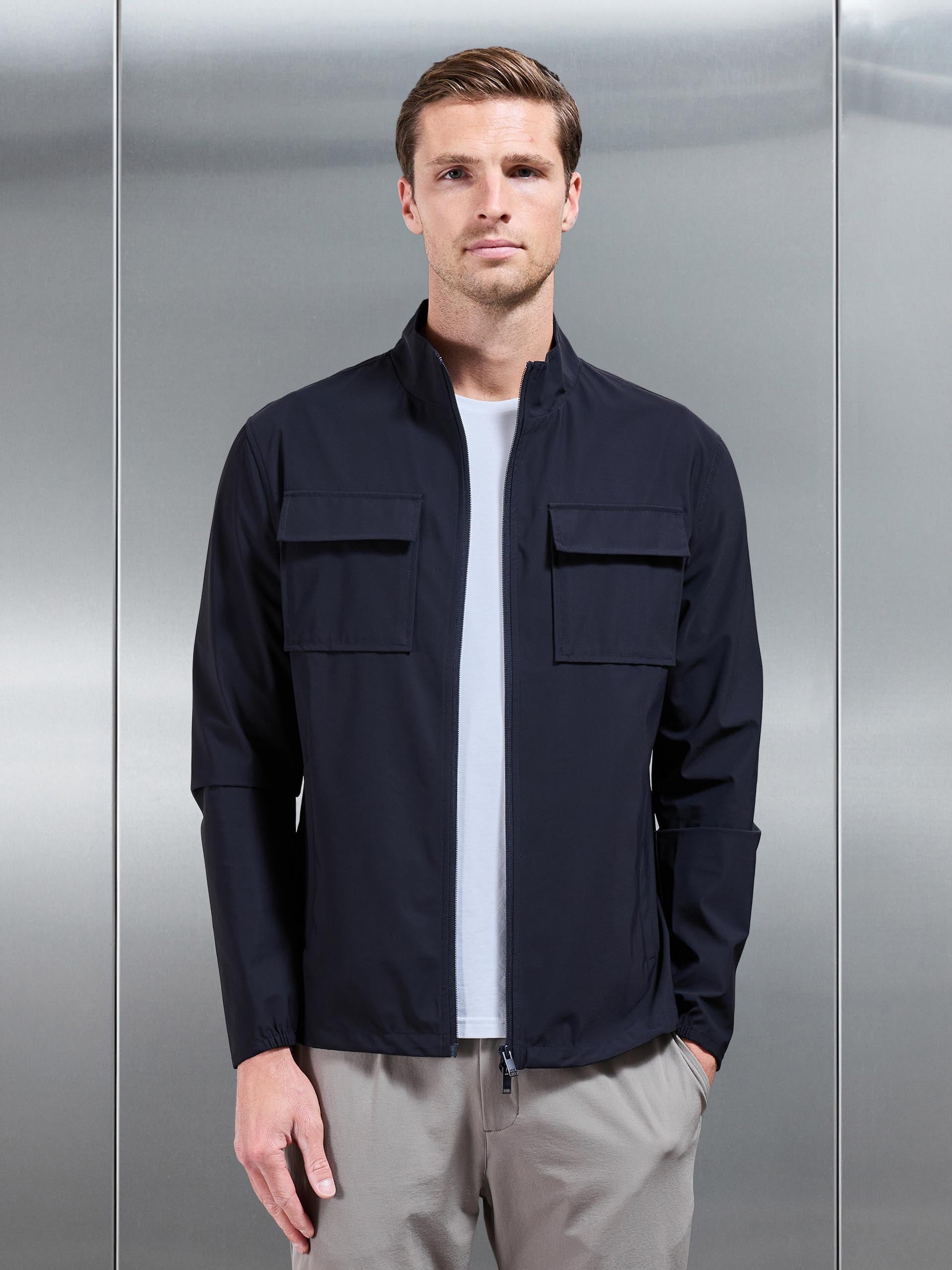 Water Repellent Cargo Jacket in Navy