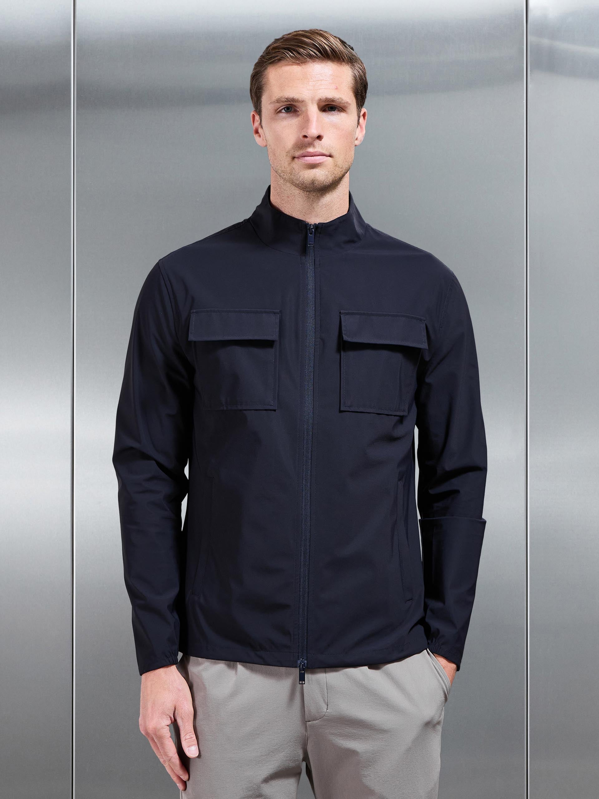 Water Repellent Cargo Jacket in Navy