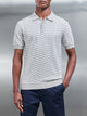 Wave Knitted Button Polo Shirt in Stone White