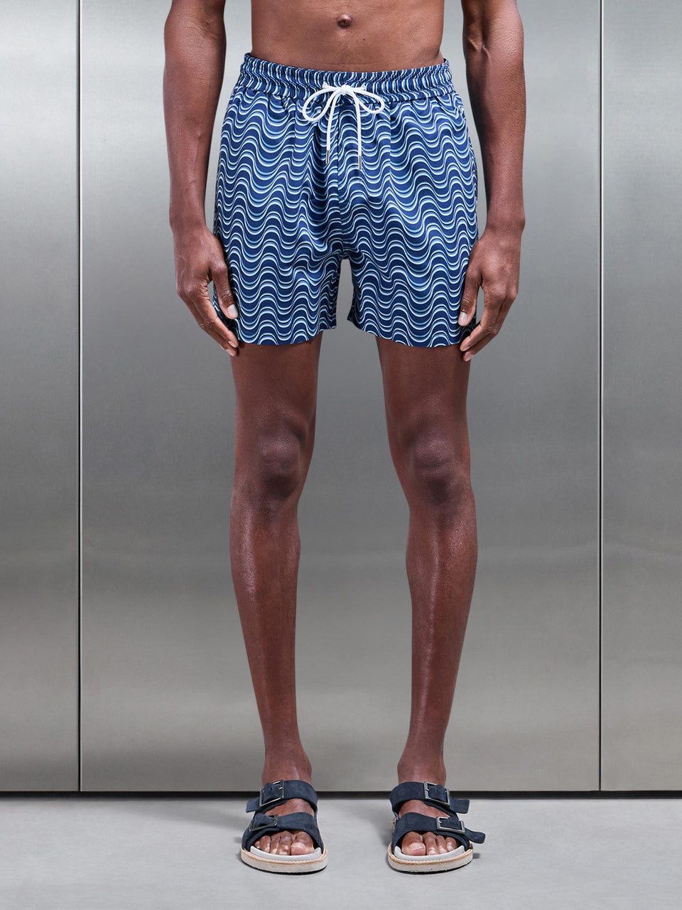 Wave Printed Swim in Navy