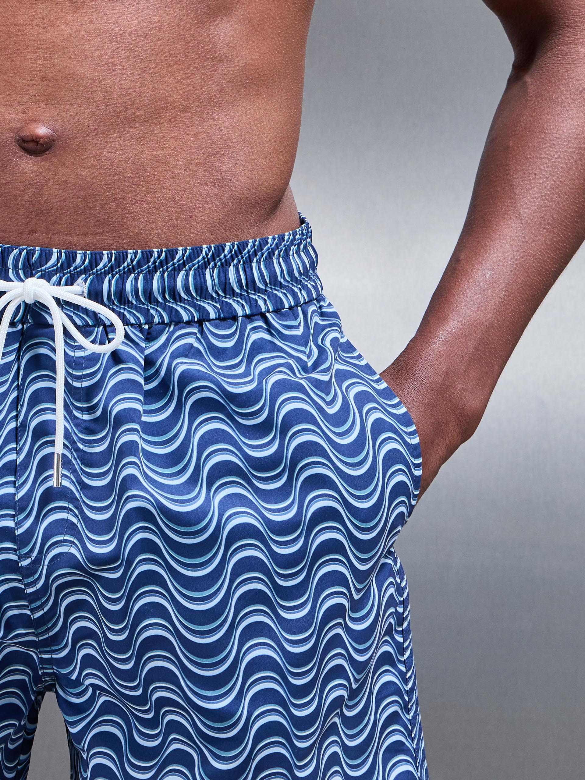 Wave Printed Swim in Navy