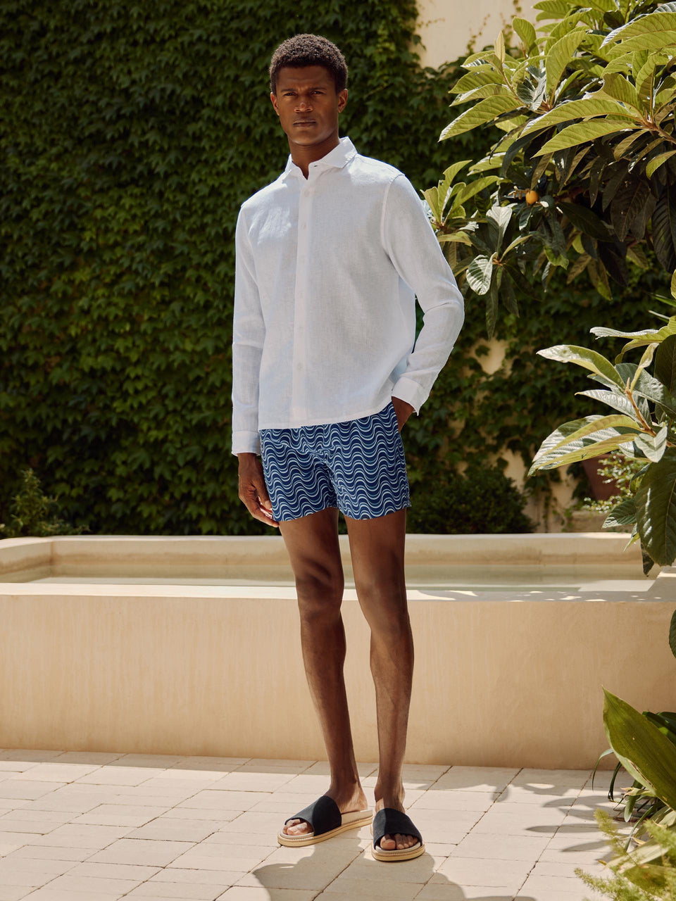 Wave Printed Swim in Navy
