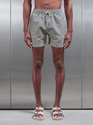 Wave Printed Swim in Stone