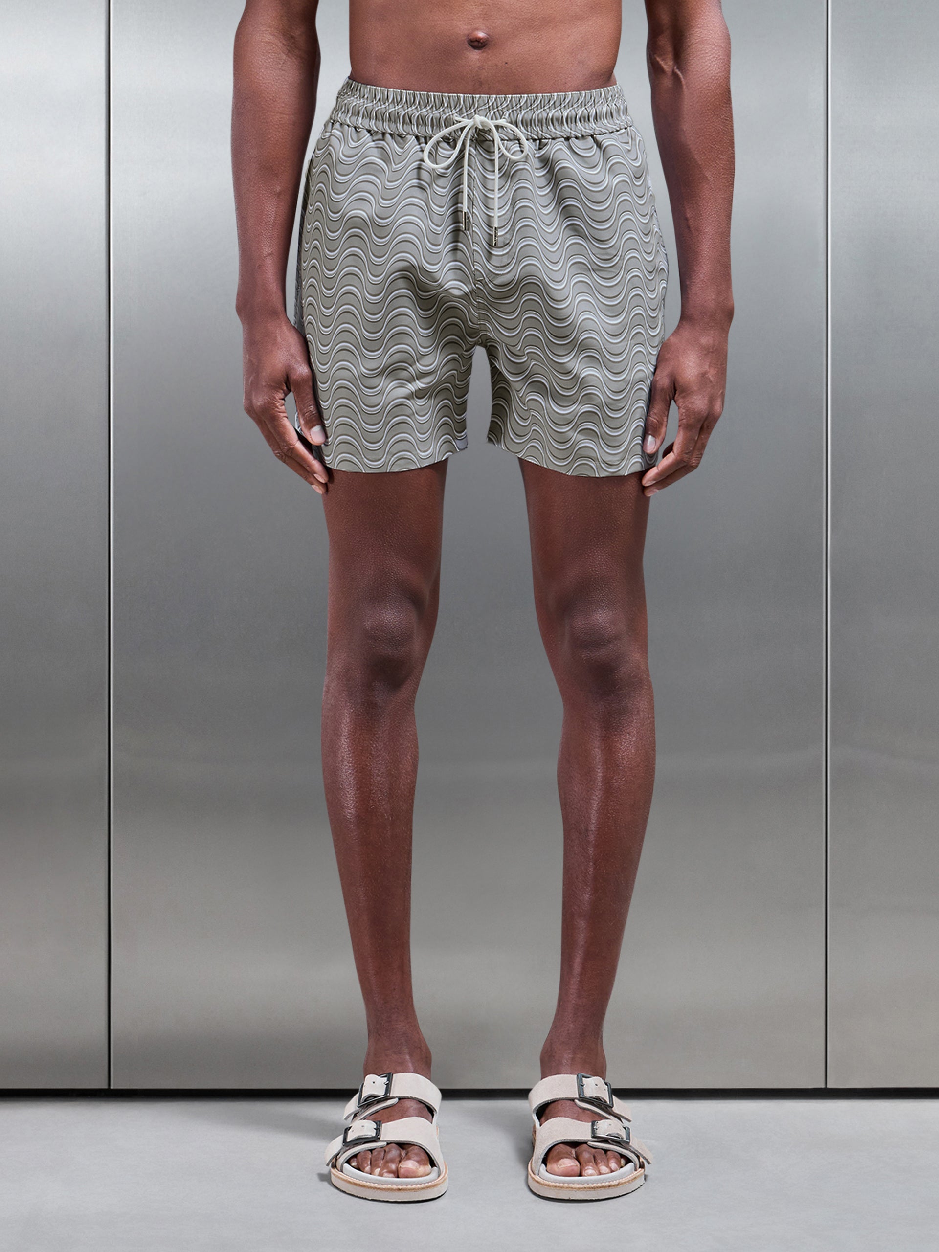Wave Printed Swim in Stone