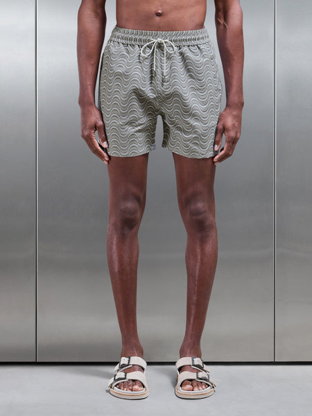 Wave Printed Swim in Stone