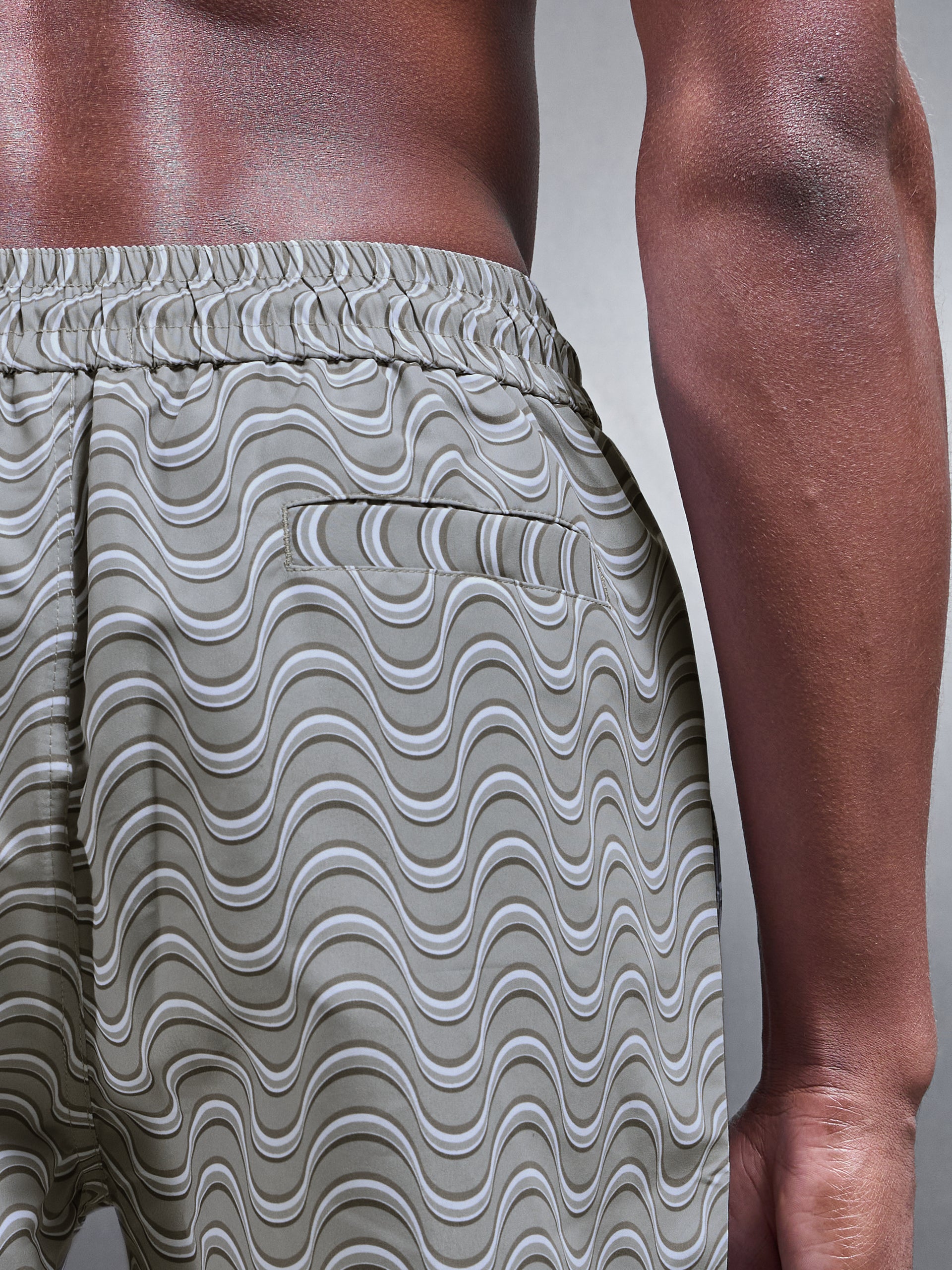 Wave Printed Swim in Stone
