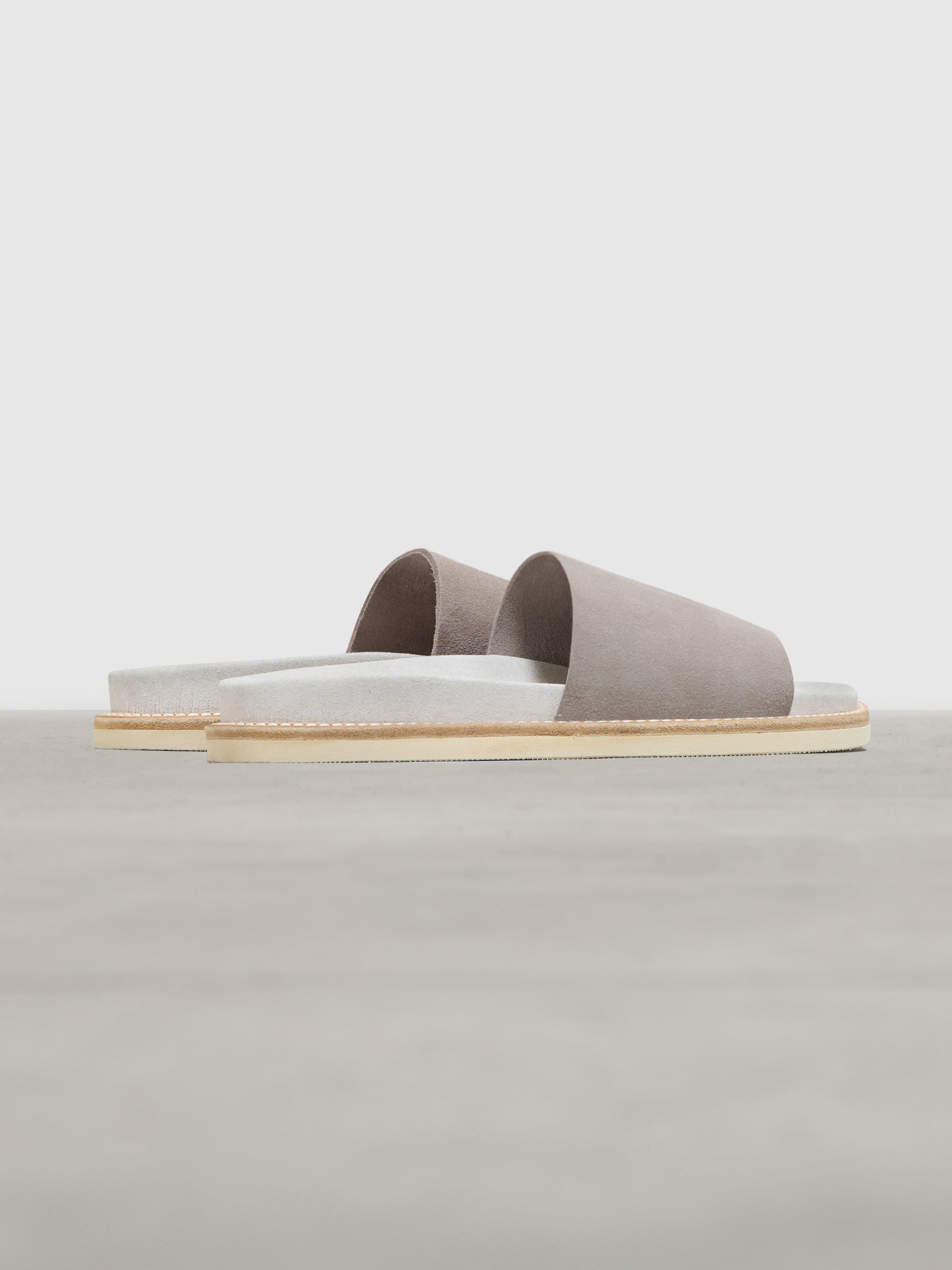 Womens Suede Slides in Dark Stone