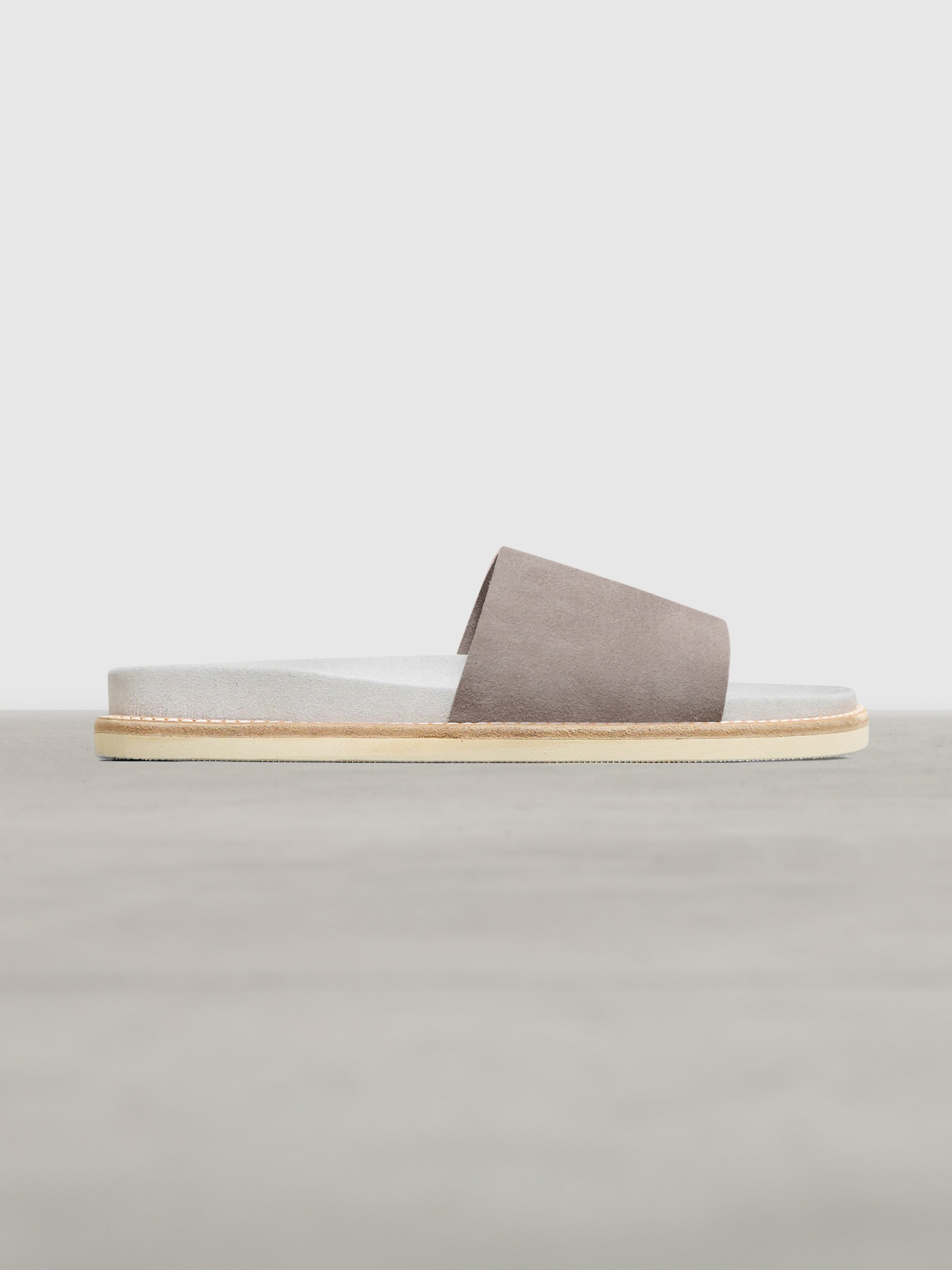 Womens Suede Slides in Dark Stone