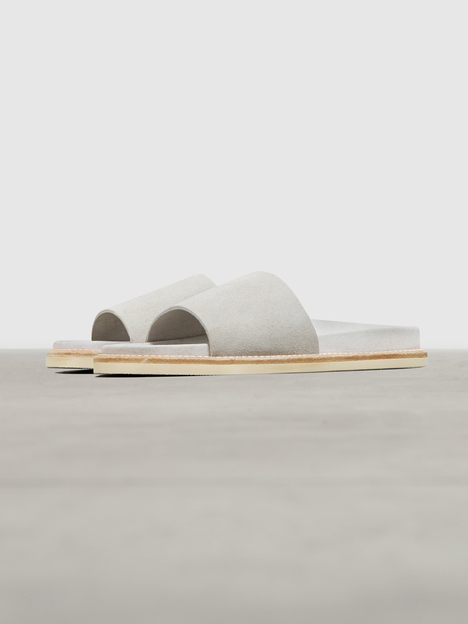 Womens Suede Slides in Grey