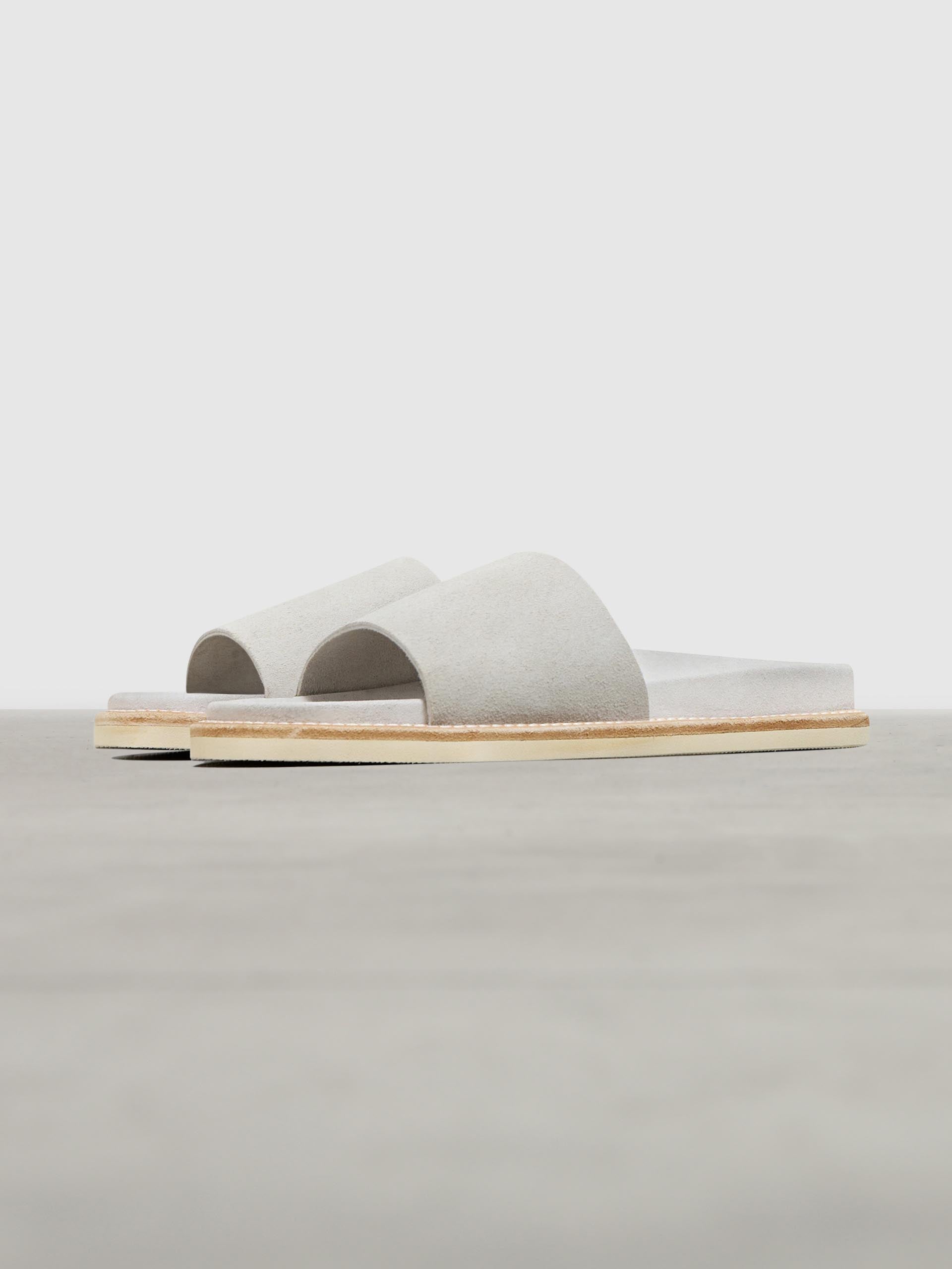 Womens Suede Slides in Grey