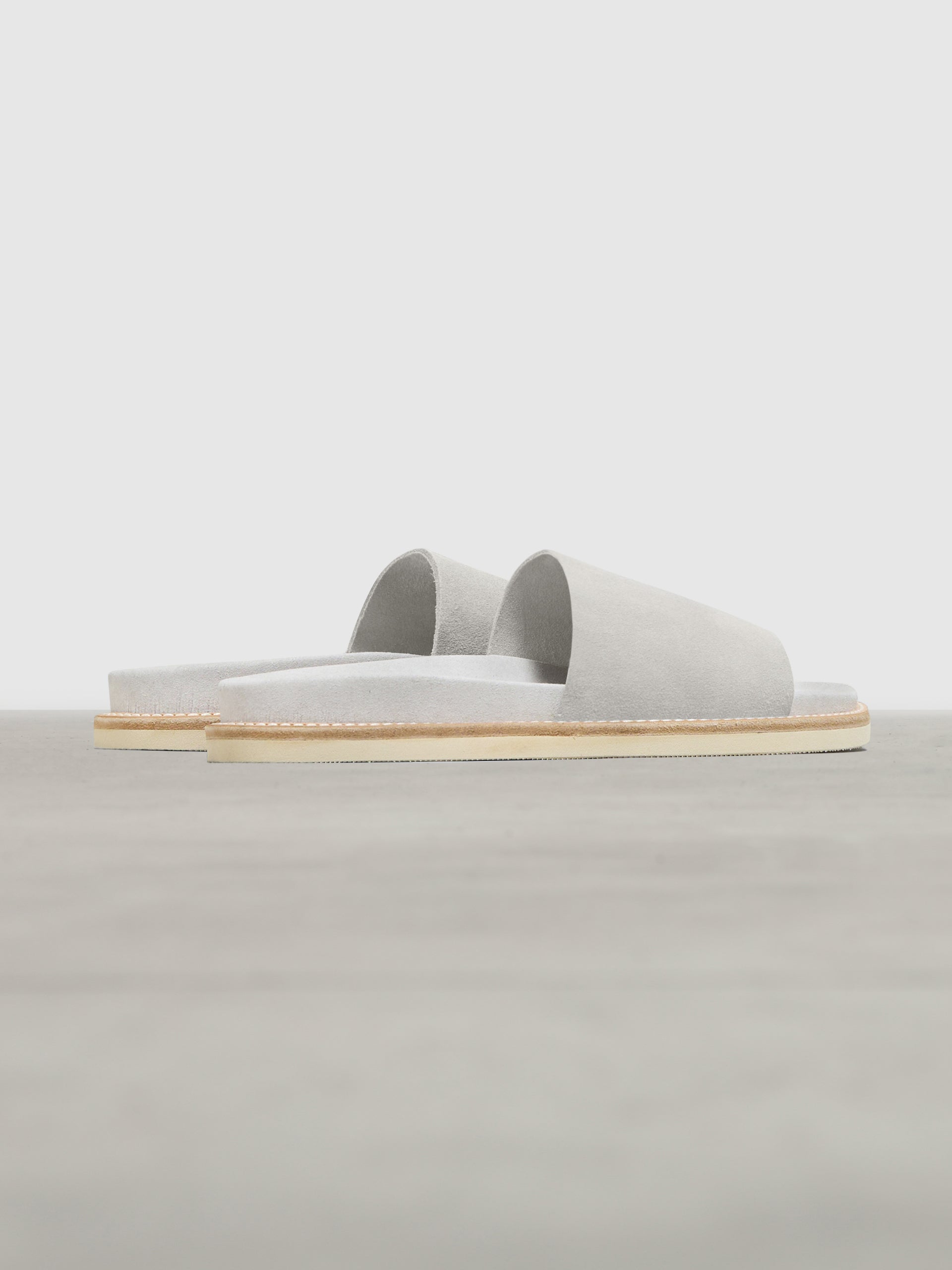 Womens Suede Slides in Grey