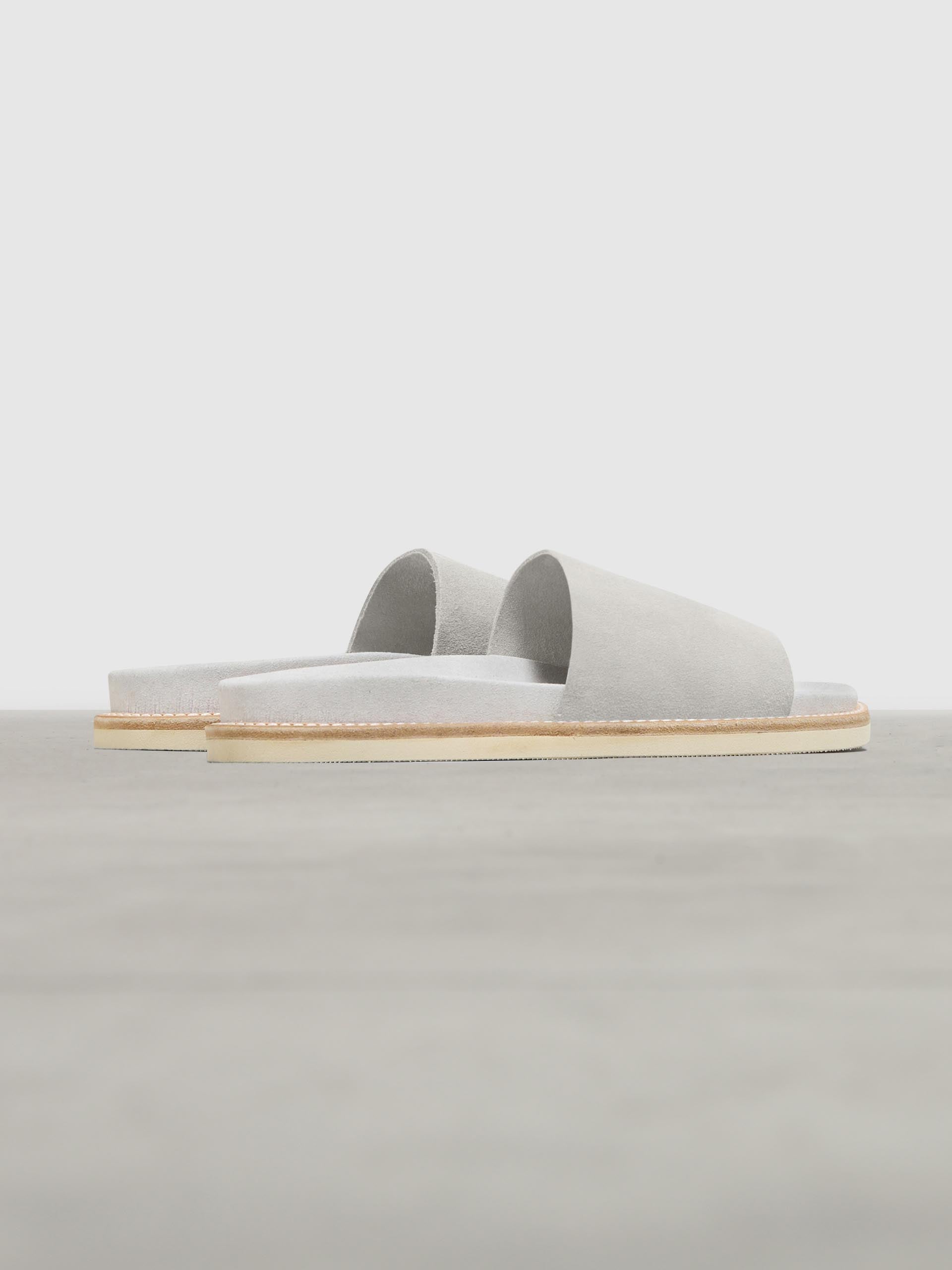 Womens Suede Slides in Grey