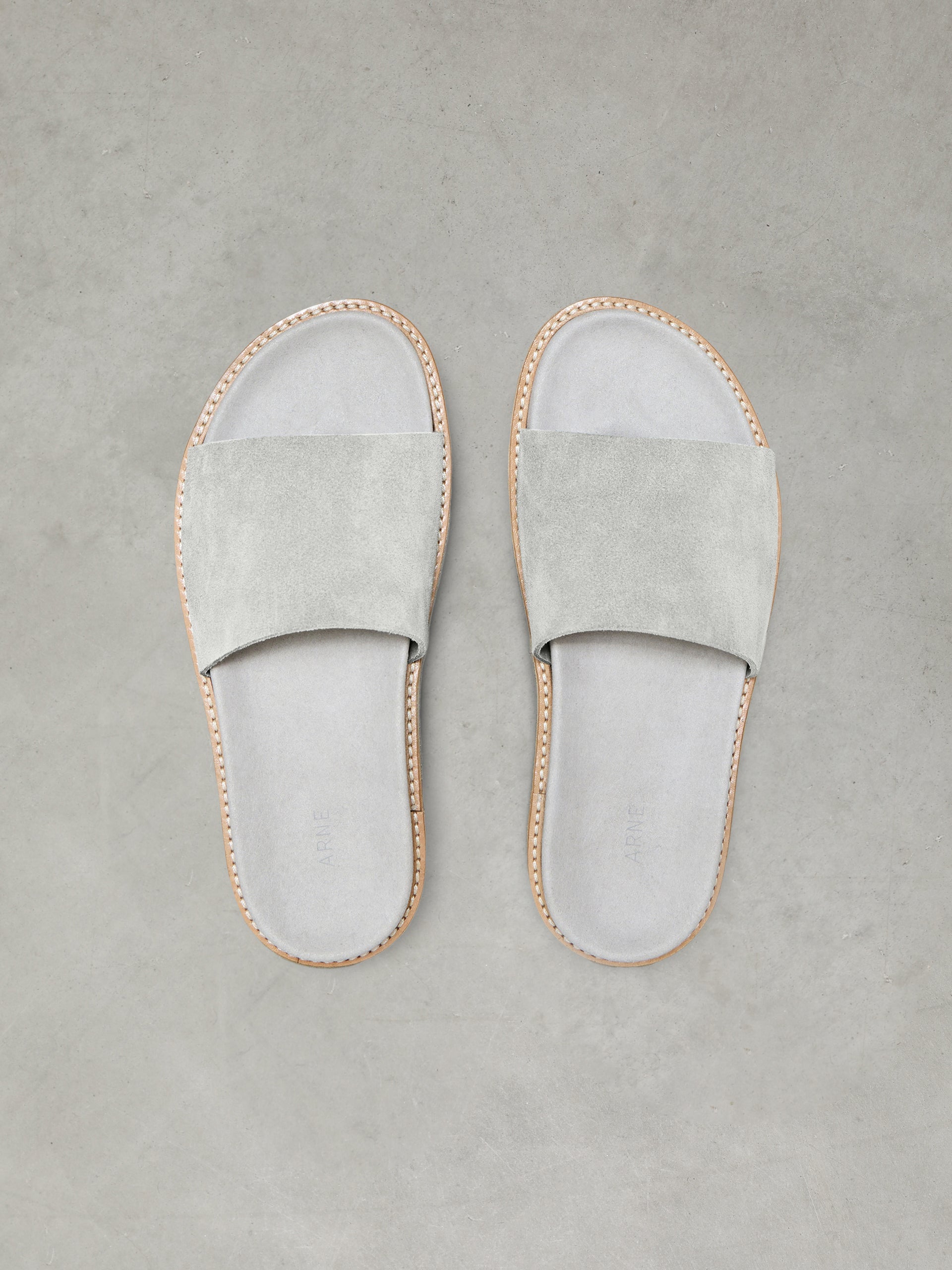 Womens Suede Slides in Grey