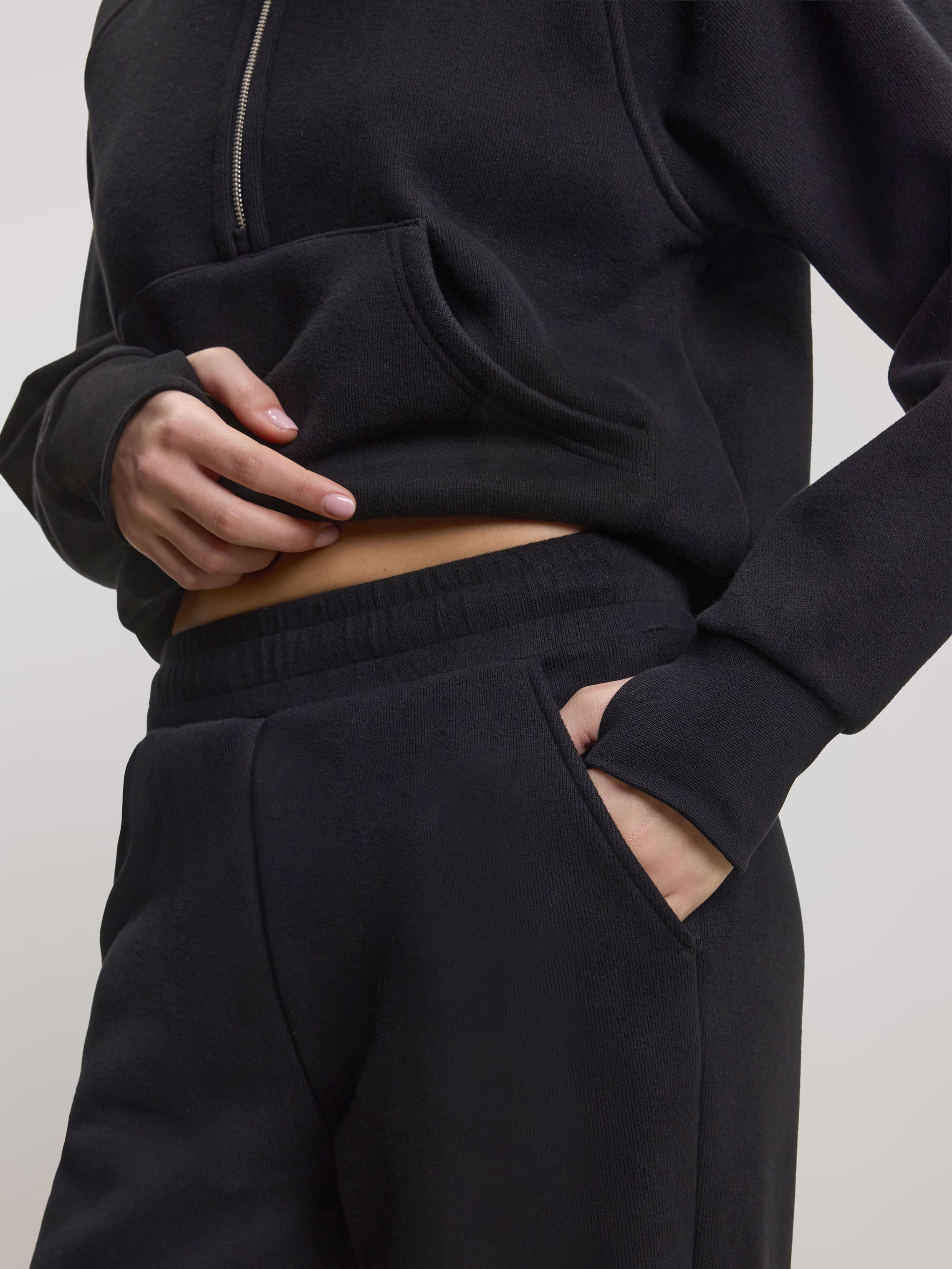 Womens Cosy Fleece Straight Leg Jogger in Black