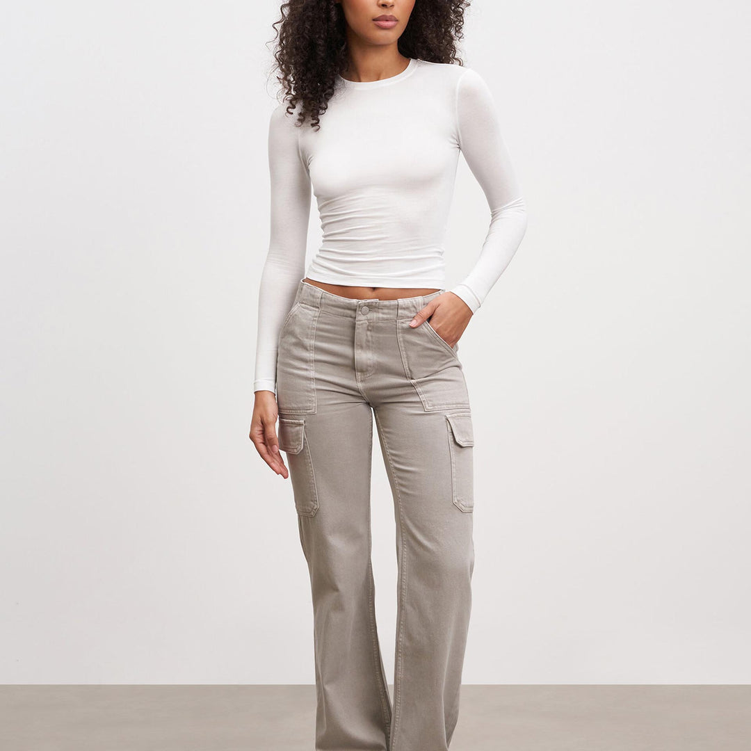 Womens Cotton Jersey Long Sleeve T-Shirt in White