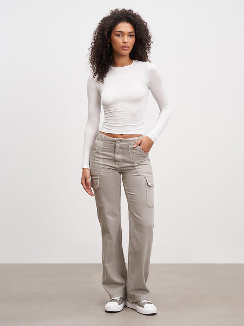 Womens Cotton Jersey Long Sleeve T-Shirt in White