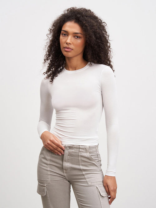 Womens Cotton Jersey Long Sleeve T-Shirt in White