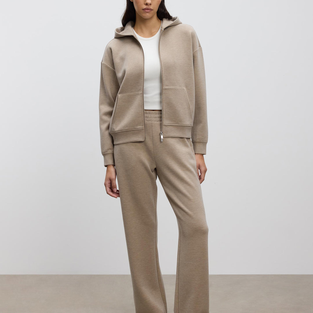Womens Knitted Straight Leg Jogger in Stone
