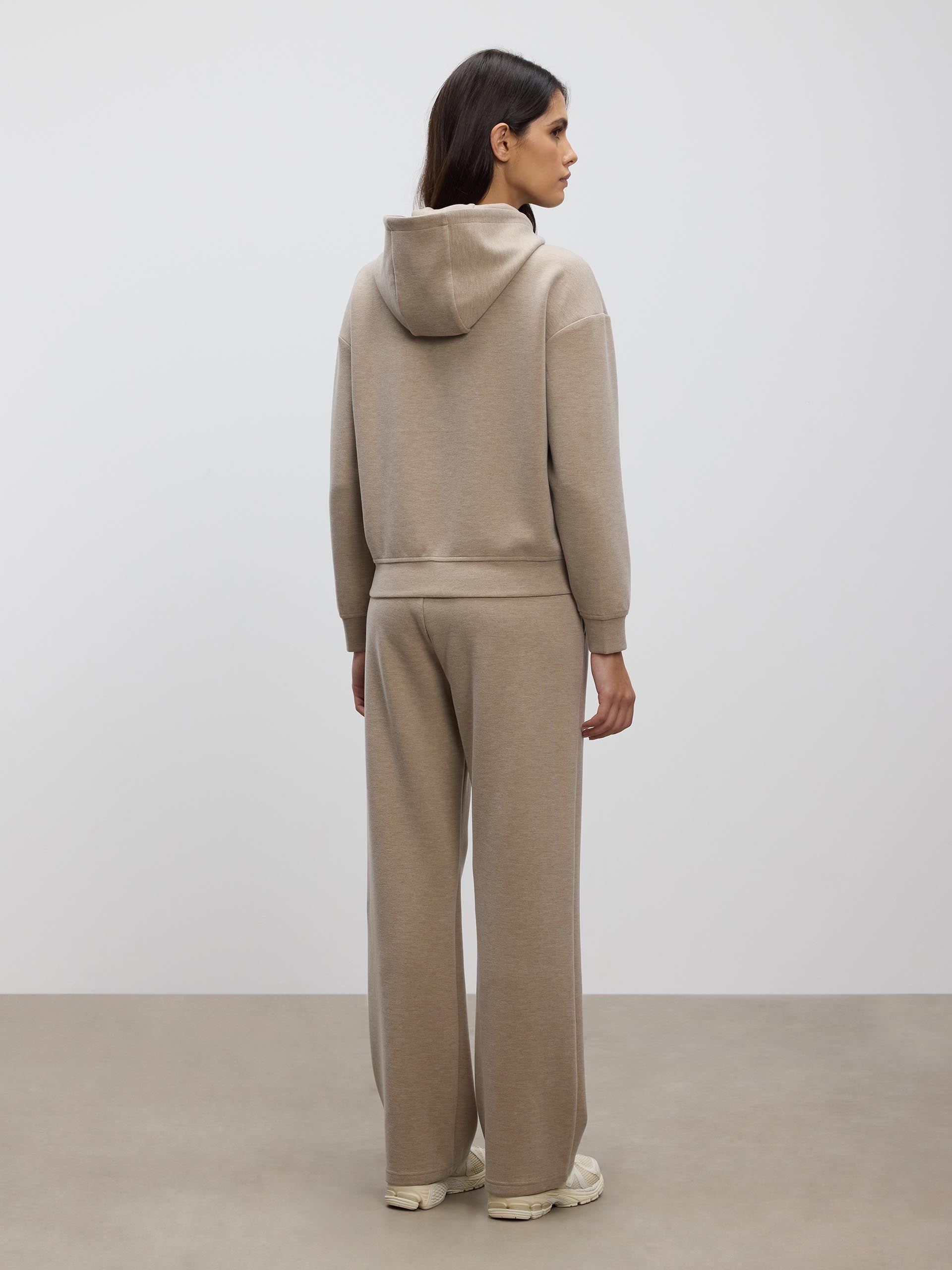 Womens Knitted Straight Leg Jogger in Stone