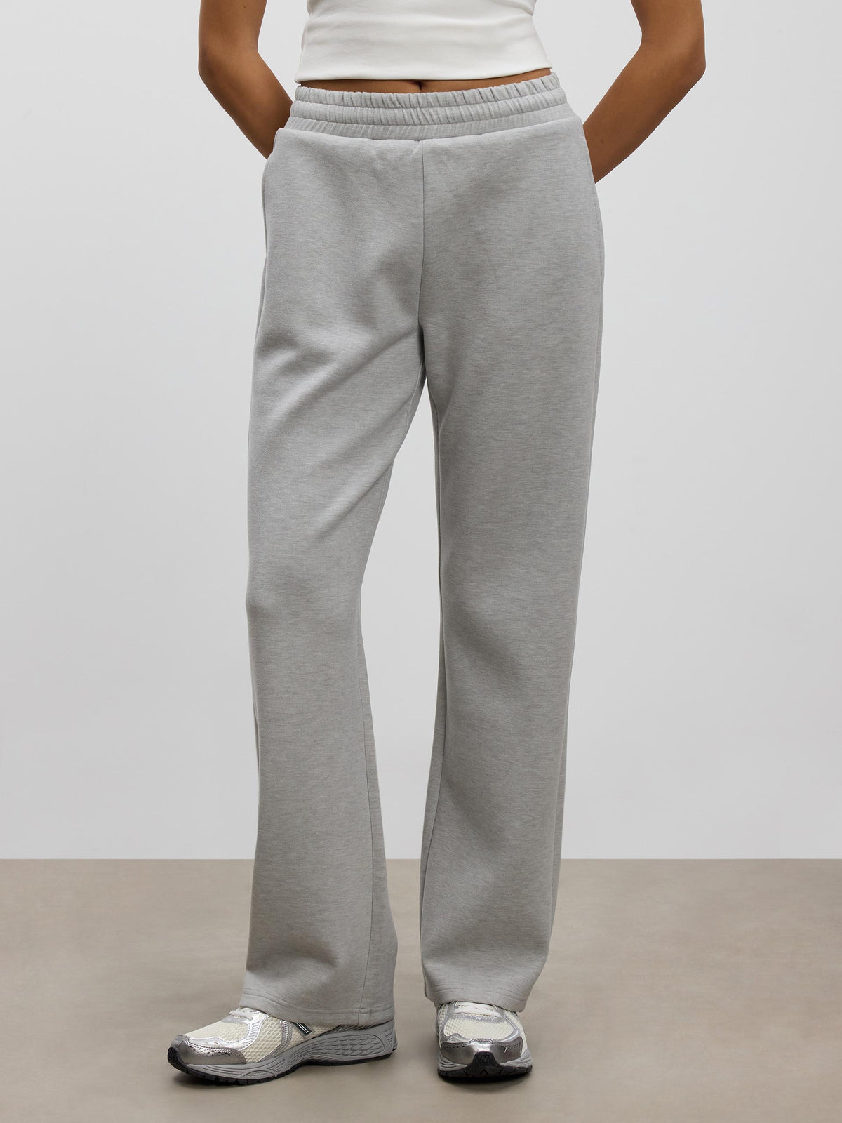 Womens Knitted Straight Leg Jogger in Marl Grey ARNE UK