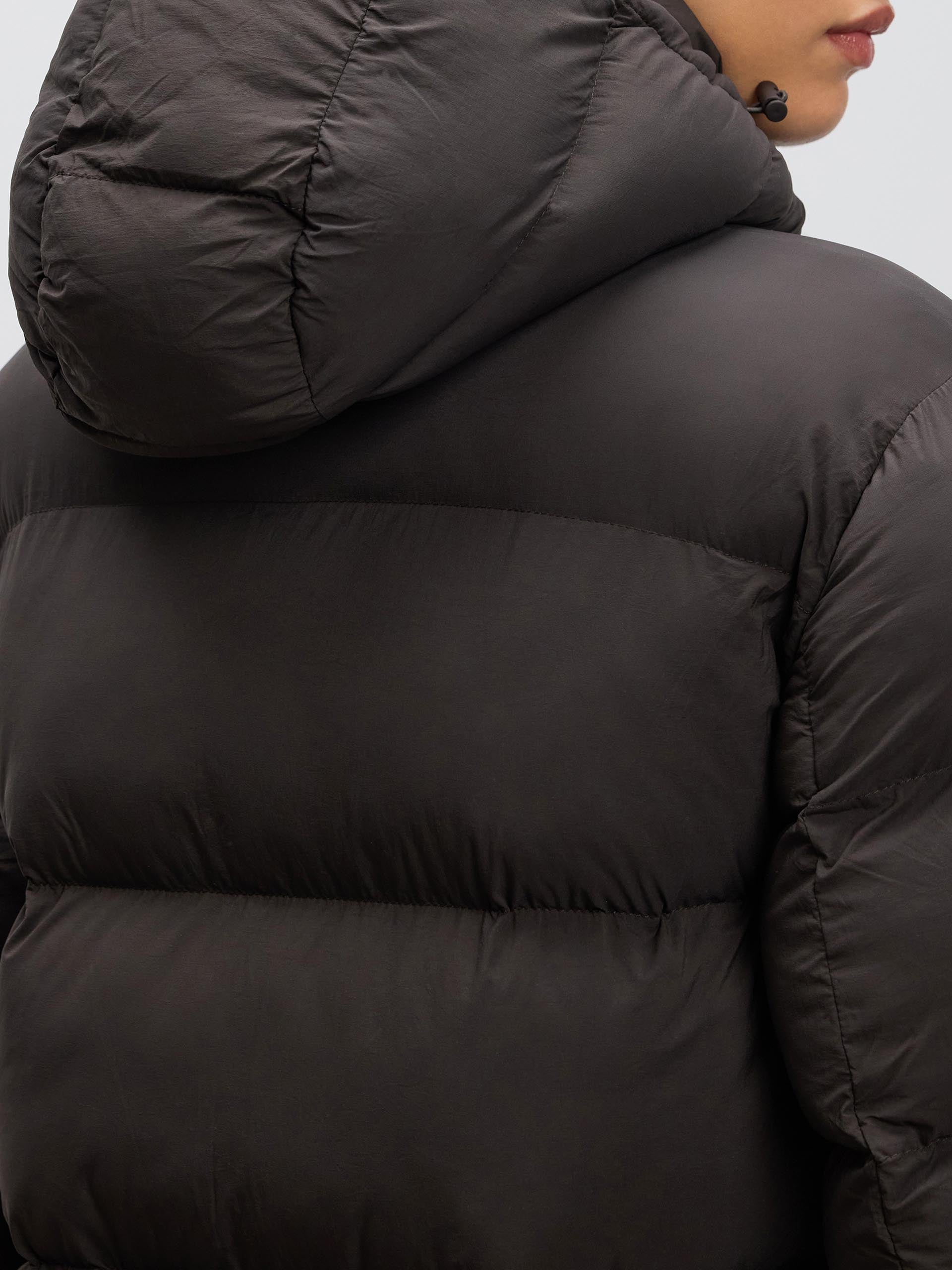 Womens Mid Length Puffer Jacket in Brown