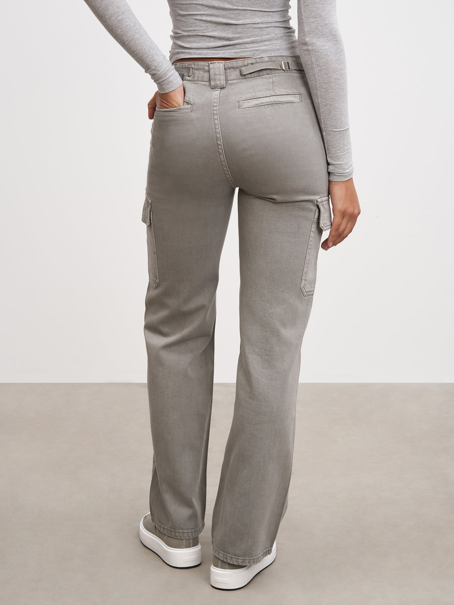 Womens Mid Rise Cargo Pant in Grey