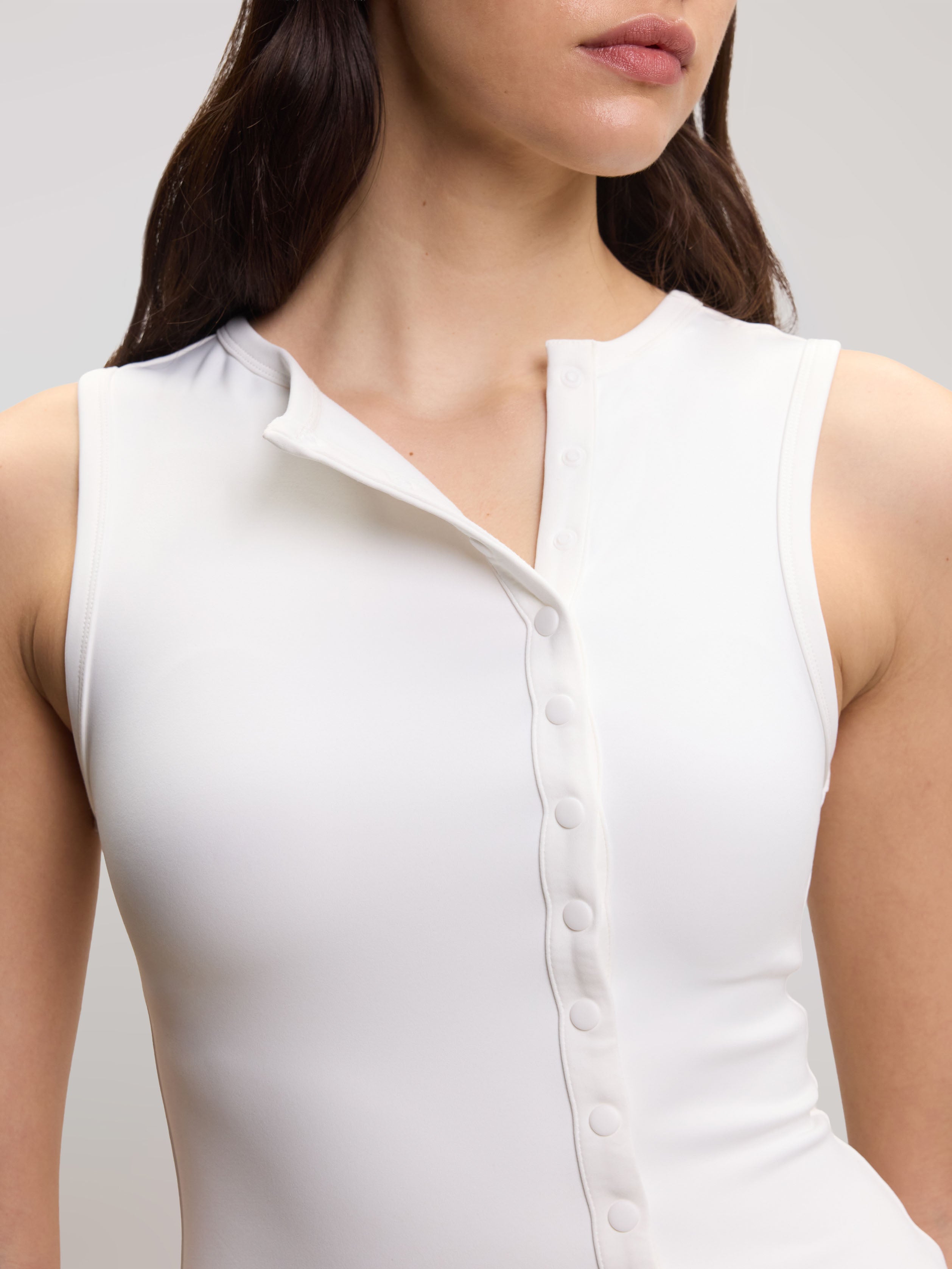 Womens Popper Vest Top in White