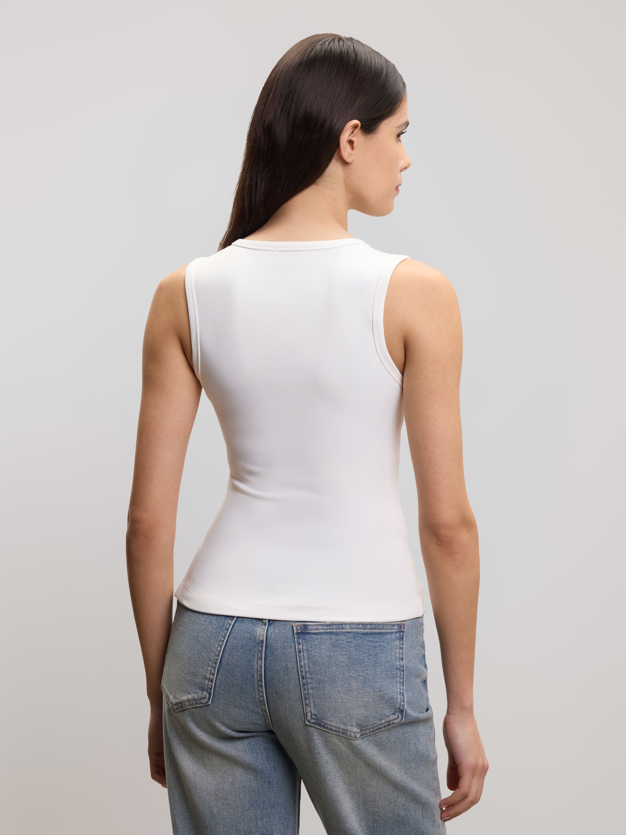 Womens Popper Vest Top in White