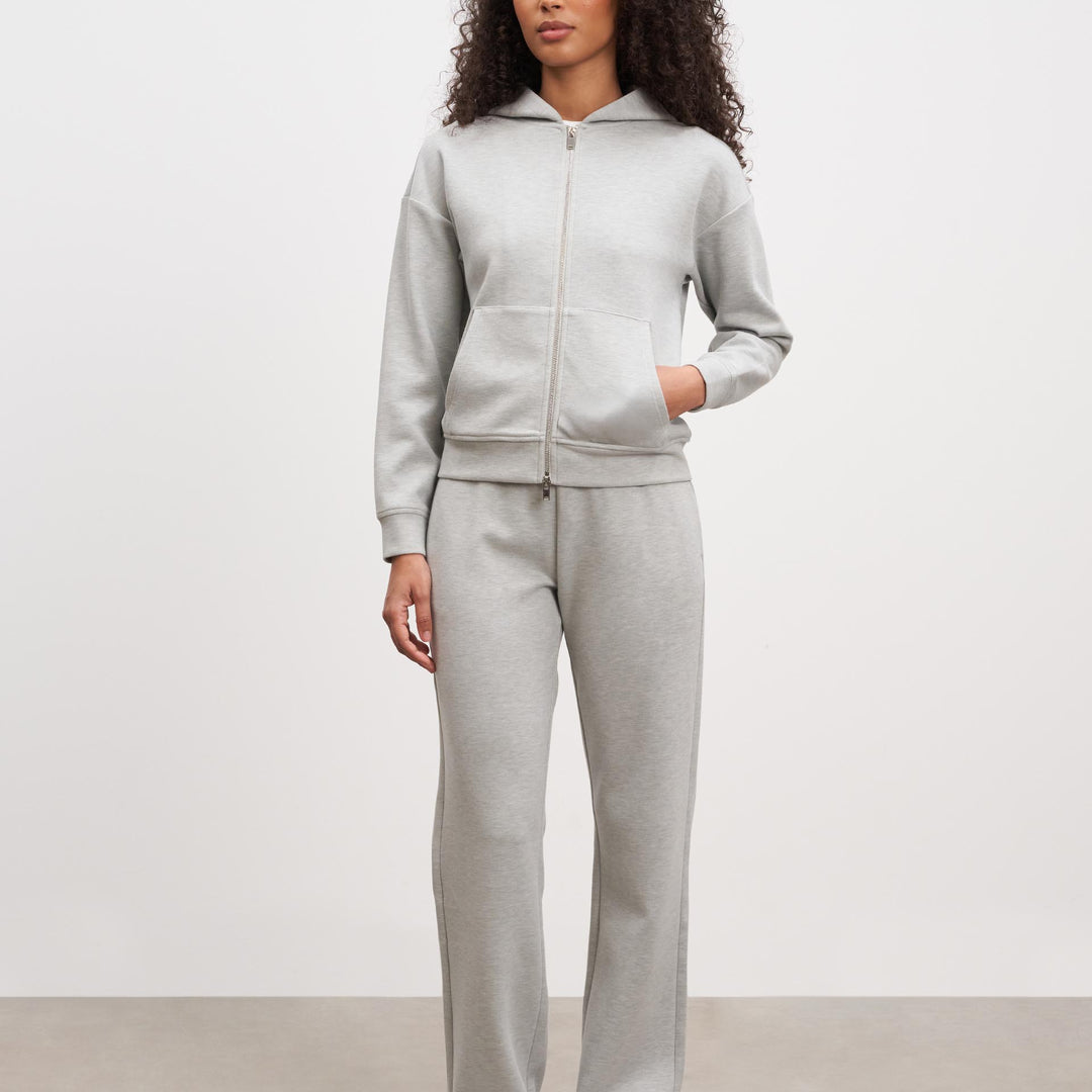 Womens Knitted Straight Leg Jogger in Marl Grey