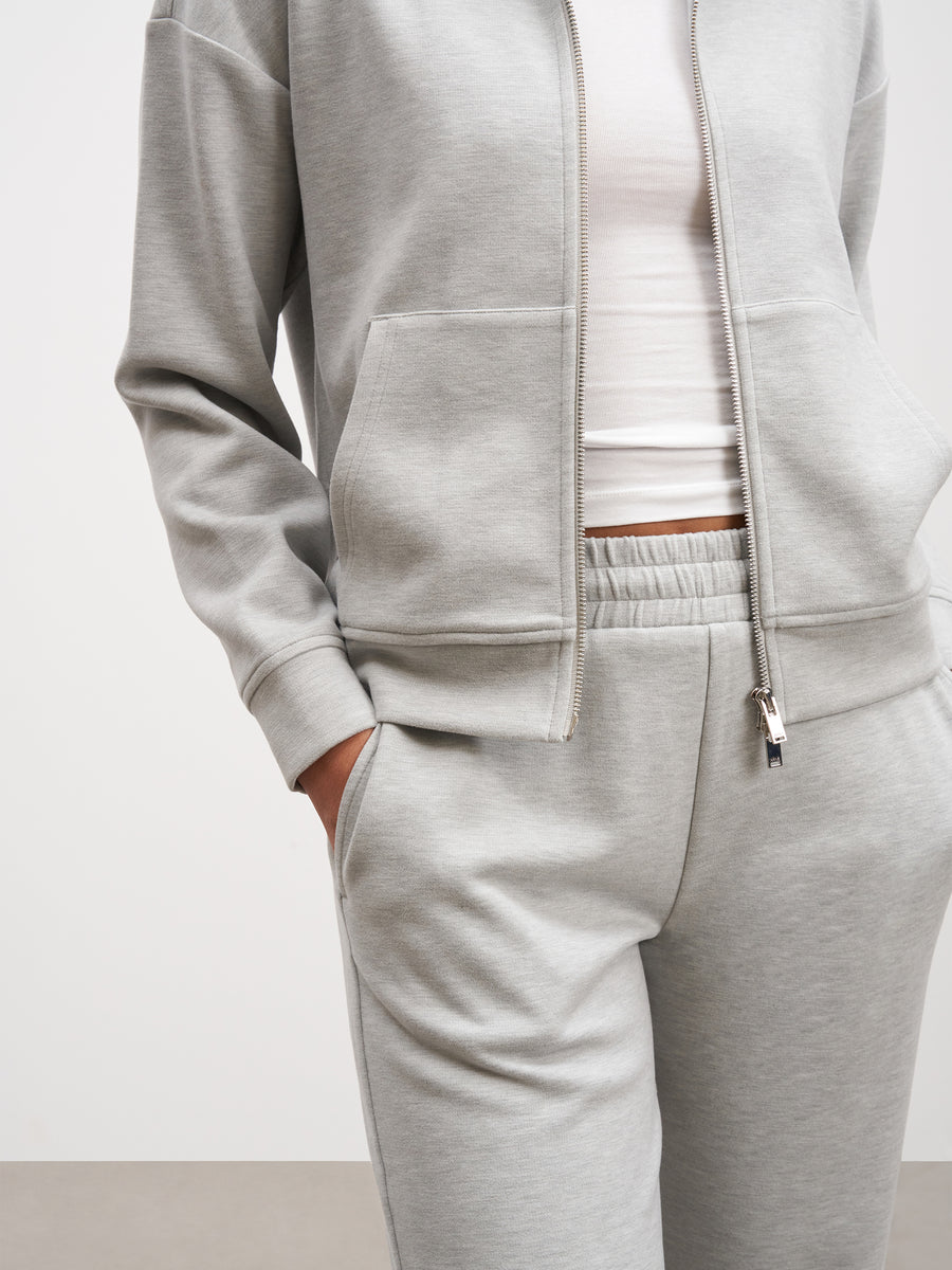 Womens Knitted Straight Leg Jogger in Marl Grey