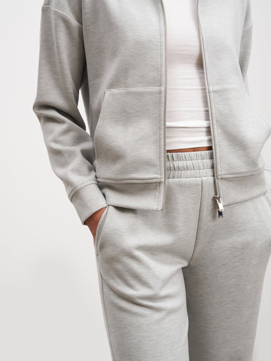 Womens Knitted Straight Leg Jogger in Marl Grey